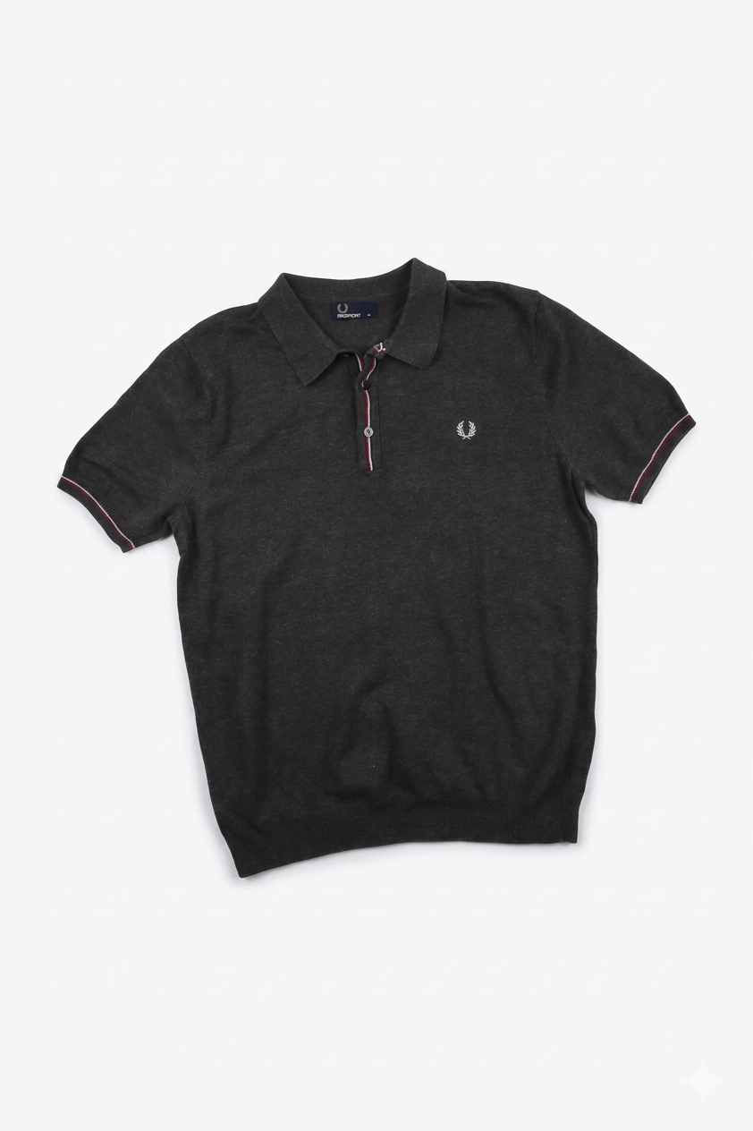 Fred Perry Fred Perry Men's Knitted Polo Shirt Charcoal Grey Size L Size US L / EU 52-54 / 3 - 1 Thumbnail