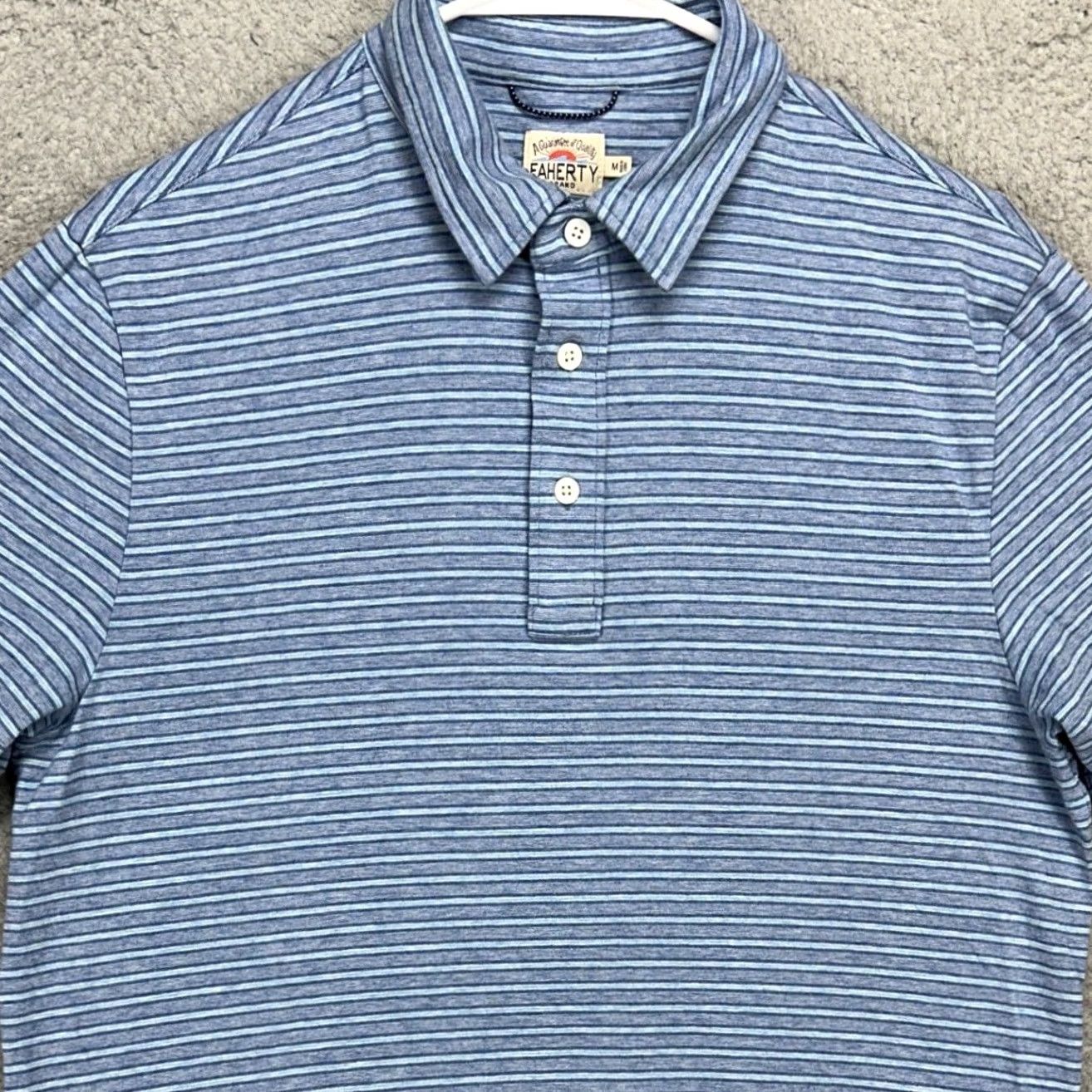 Faherty Faherty Polo Shirt Mens Medium Blue Striped Stretch Rugby Cotton Modal Spandex Short Sleeve Casual Size US M / EU 48-50 / 2 - 2 Thumbnail