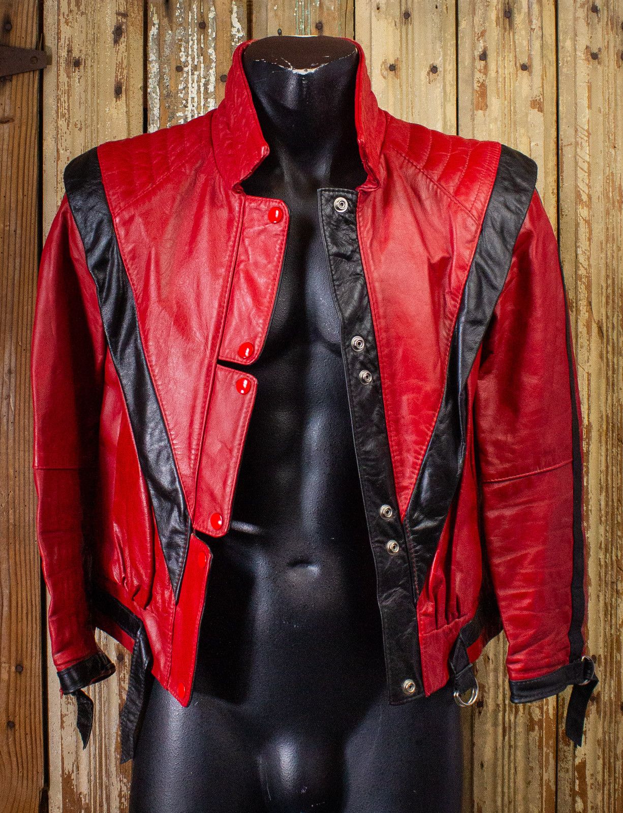 80s red leather jacket hotsell