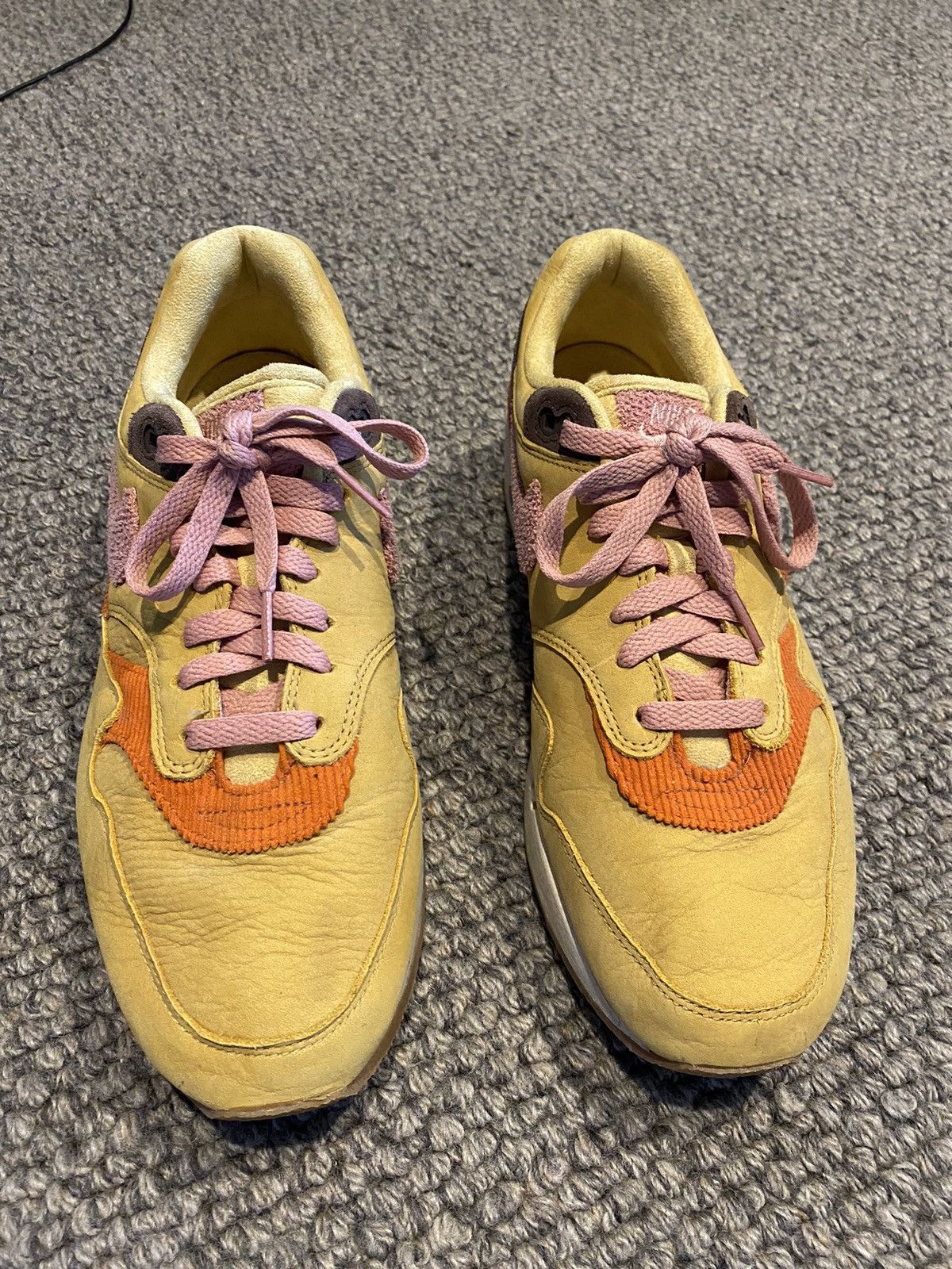 image of Nike Air Max 1 - Crepe Wheat Gold Rust Pink Shoes in Yellow, Men's (Size 11)