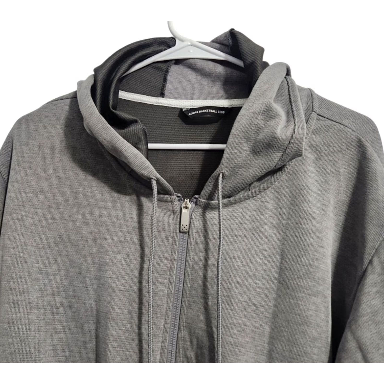 Adidas Adidas Mens XL Sweatshirt Full Zip Hooded Pockets Grey Basketball Gym & Training Logo Size US XL / EU 56 / 4 - 3 Thumbnail