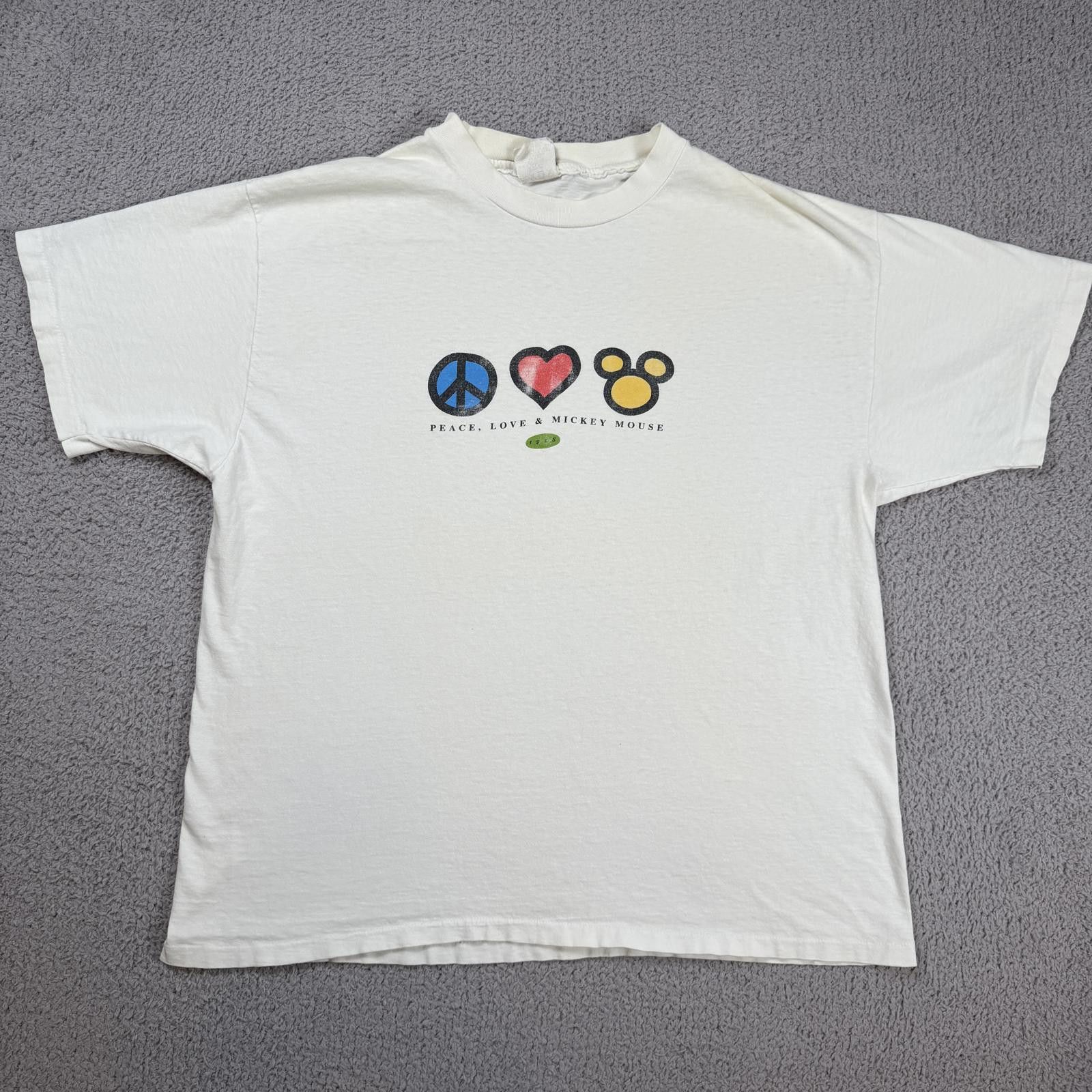 Vintage 90s Disney Store Peace Love Mickey T Shirt L 46/48