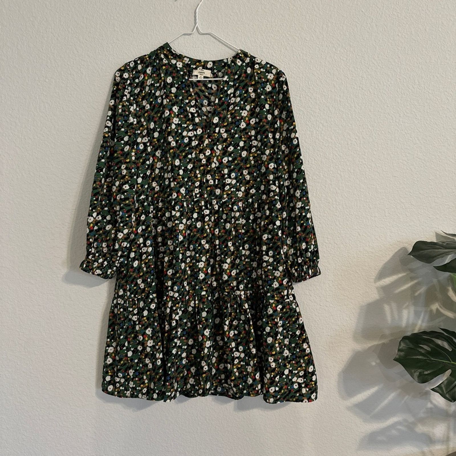 Enro Entro Dark Green Multi Long Sleeve mini dress Size M / US 6-8 / IT 42-44 - 4 Thumbnail