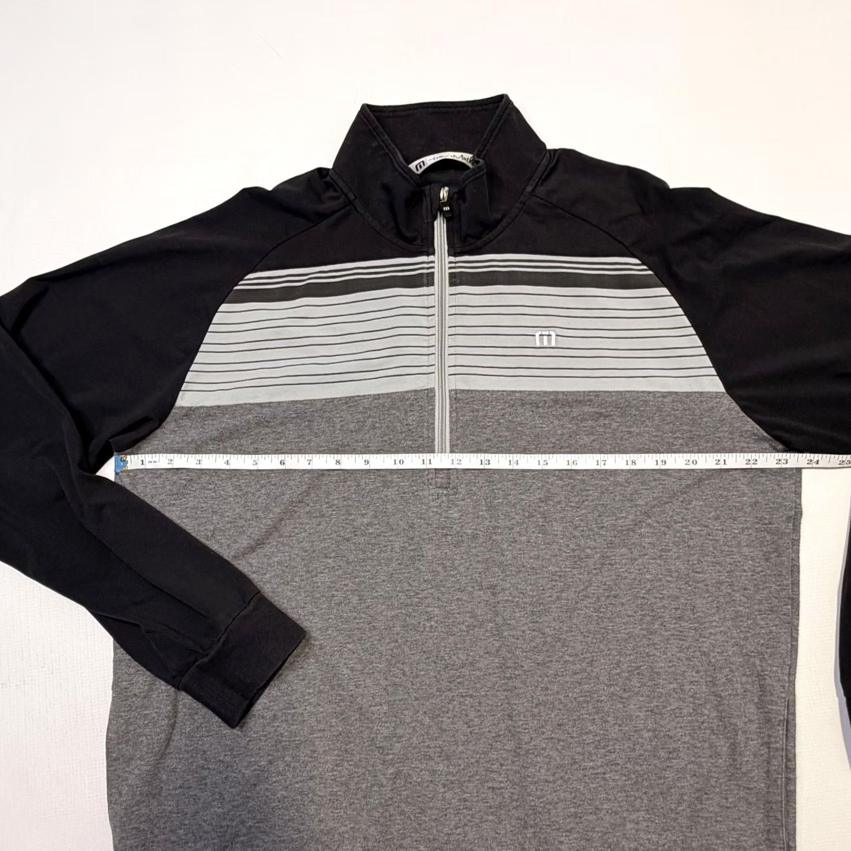 TravisMathew Travis Mathew Pullover Mens XL Gray 1/4 Zip Striped Golf Long Sleeve Stretch Shirt Size US XL / EU 56 / 4 - 7 Thumbnail