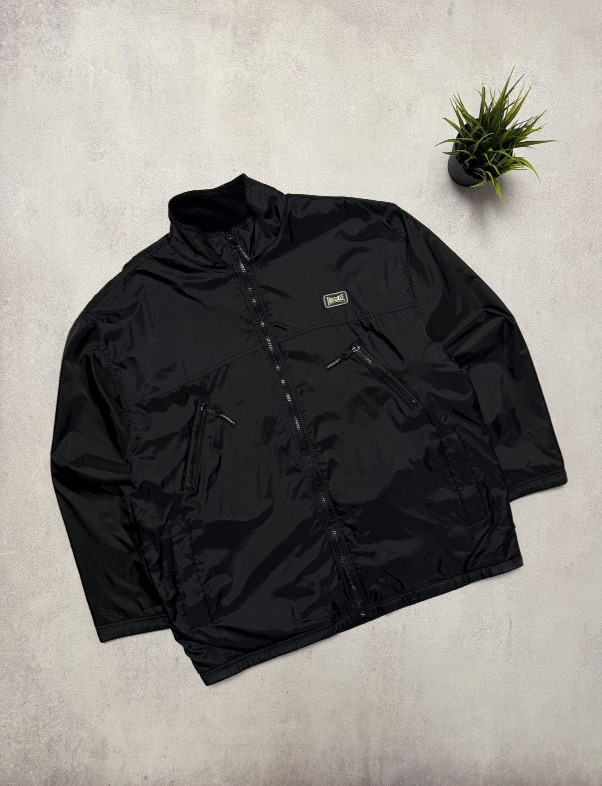 Lonsdale × Vintage Vintage Lonsdale Jacket Nylon / Fleece Black Baggy Mens 90s Size US XXL / EU 58 / 5 - 1 Thumbnail