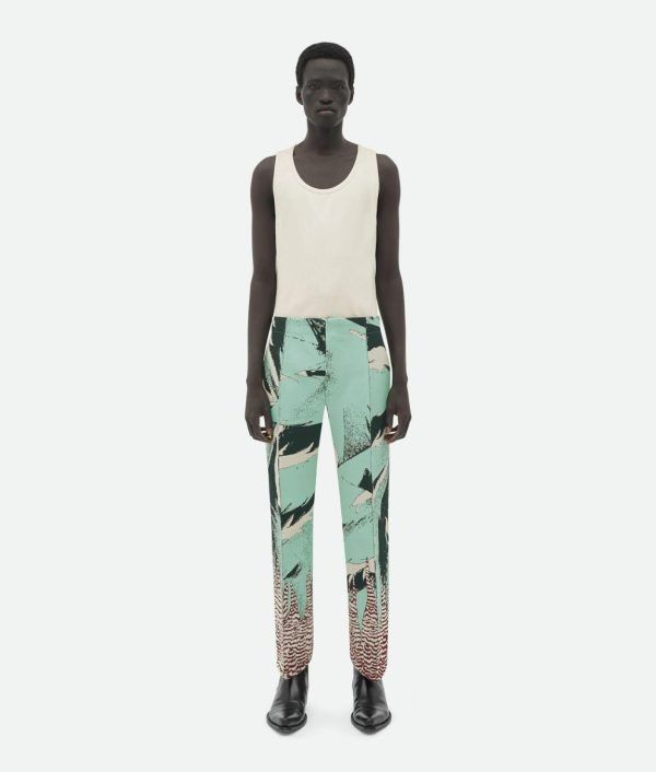 Bottega Veneta o1lv12m1024 Curved Shape Graphic Viscose Jacquard Trousers Size US 36 / EU 52 - 1 Thumbnail
