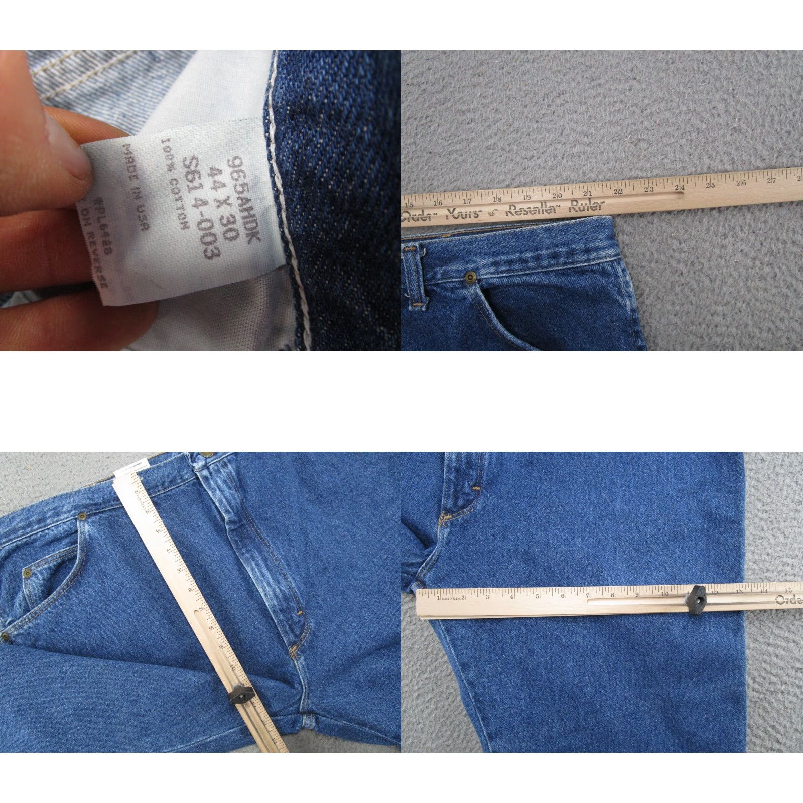 Wrangler VINTAGE Wrangler Jeans 44x30 USA 80s Band Biker Cars City College Cowboy Grunge Hip Hop Leather Logo 5-Pocket Straight Fit Medium Blue Size US 44 / EU 60 - 8 Thumbnail
