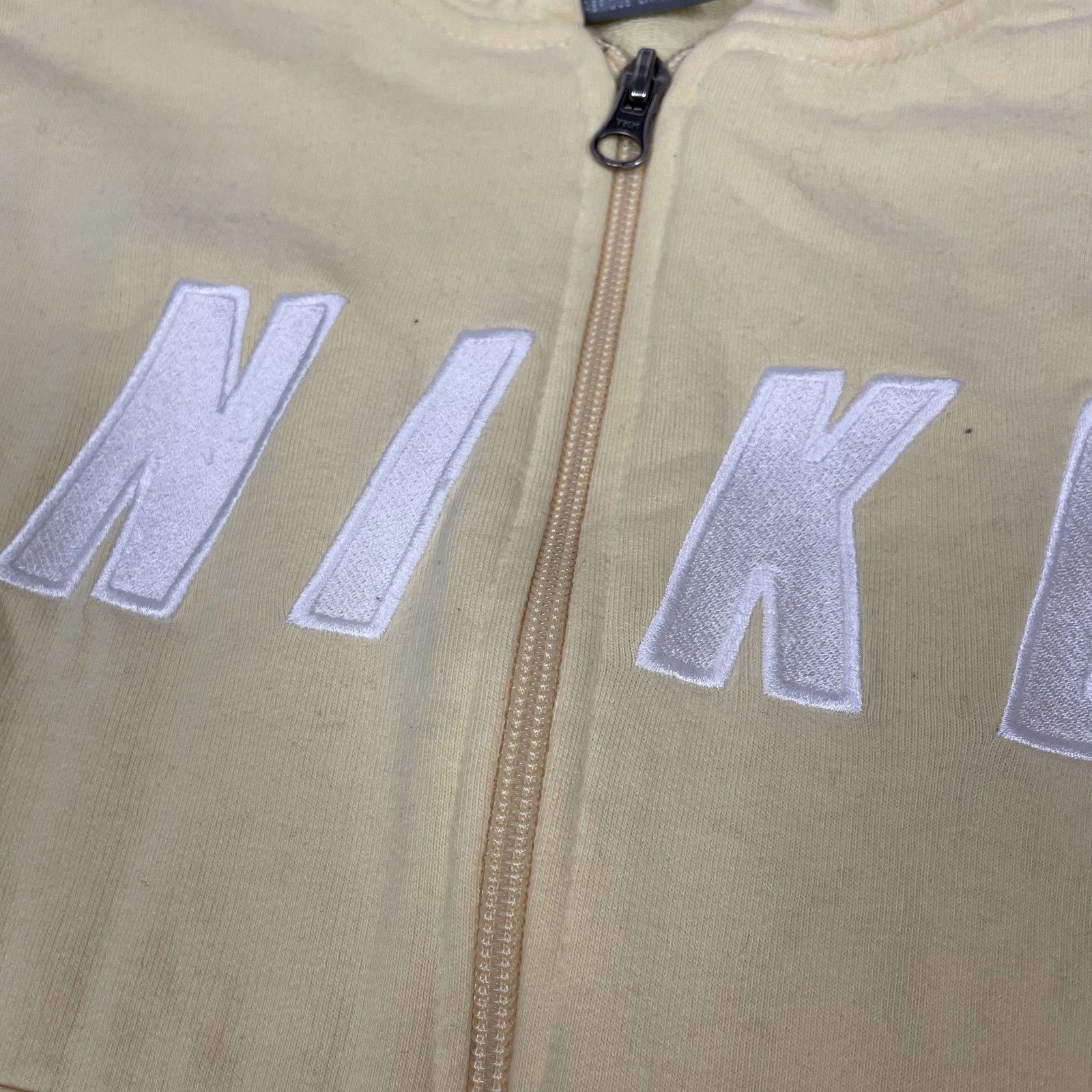 Nike × Vintage Nike Women Yellow Spellout Long Sleeve Full Zip Hoodie Small Size S / US 4 / IT 40 - 3 Thumbnail