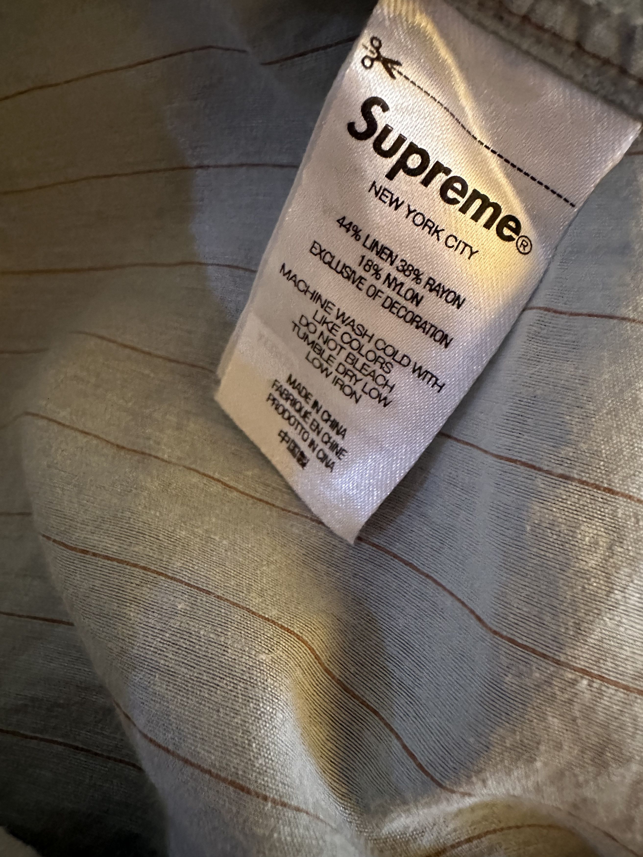 Supreme Supreme Pinstripe Linen Shirt SS2023 Size US L / EU 52-54 / 3 - 8 Thumbnail