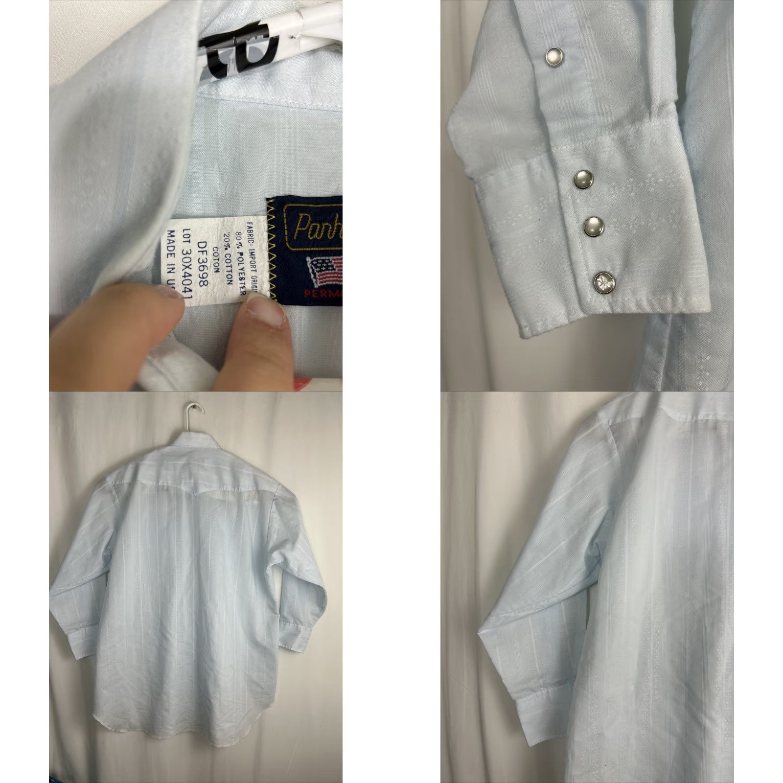 Vintage VINTAGE Panhandle Slim Western Shirt Pearl Snap Light Blue Long Sleeve 18.5-34 Mens Shirt Slimming Western Pearl Snap Blue 1980s Size US XXL / EU 58 / 5 - 8 Thumbnail