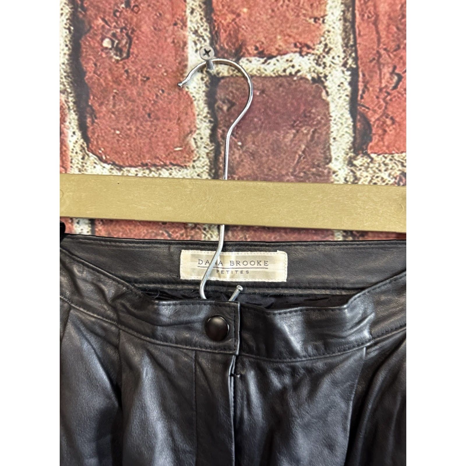 Vintage VINTAGE Dana Brooke Womens Leather Pants Straight Leg Baggy Size 4 Black Cropped Size 27" / US 4 / IT 40 - 3 Thumbnail