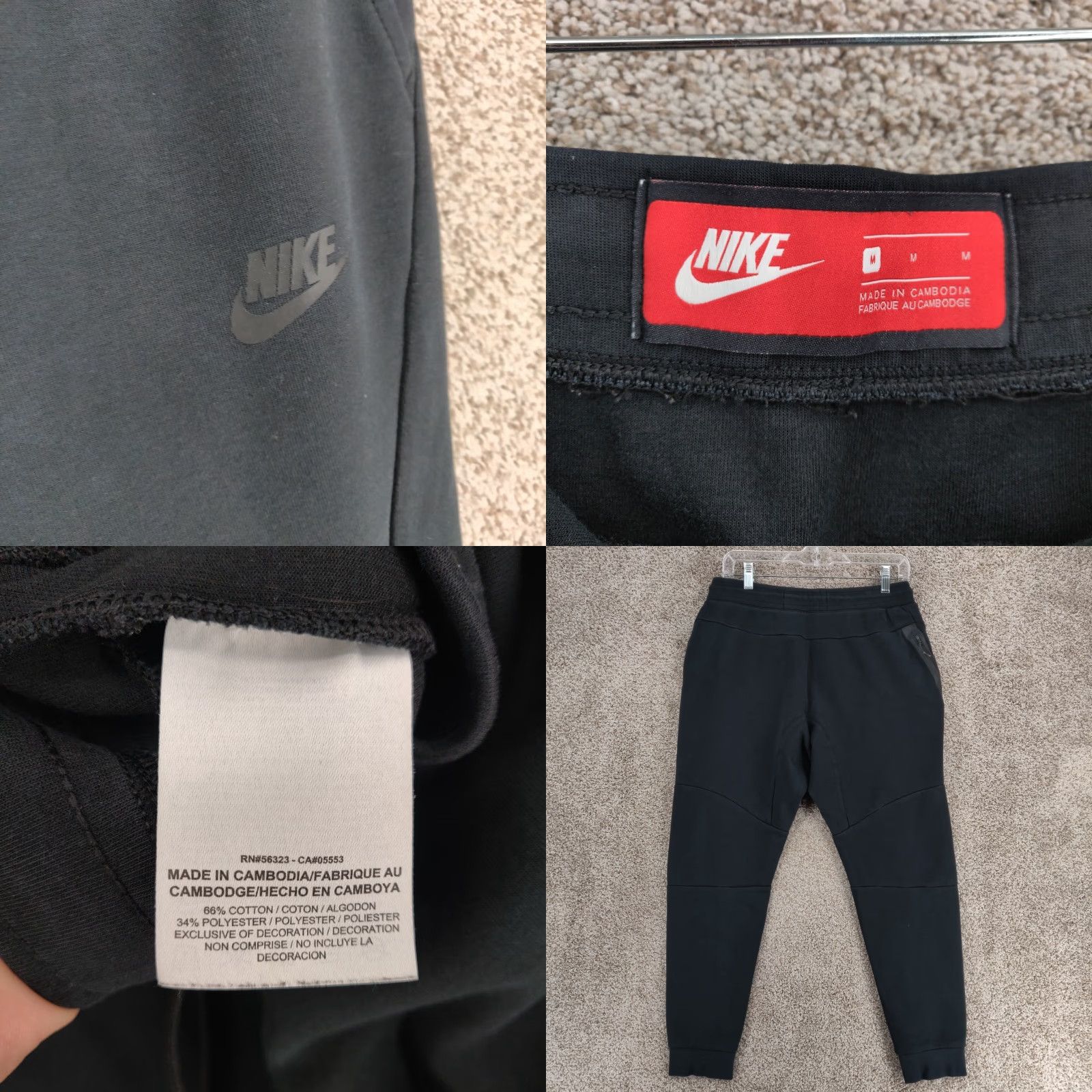 Nike Nike Tech Fleece Jogger Pants Mens Medium Black Zip Pocket Streetwear Athletic Size US 31 - 9 Thumbnail