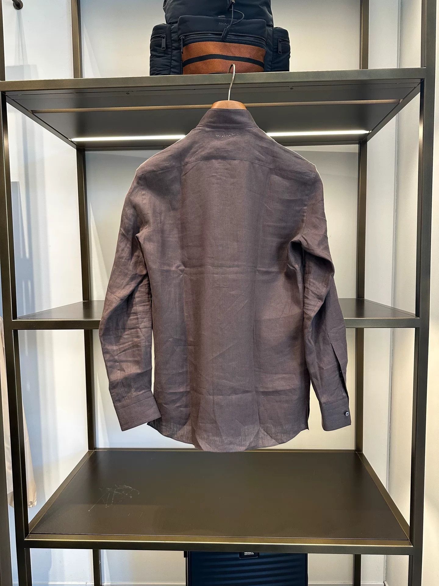 Ermenegildo Zegna Zegna Oasi Lino Brown Linen Shirt Size US XS / EU 42 / 0 - 8 Thumbnail