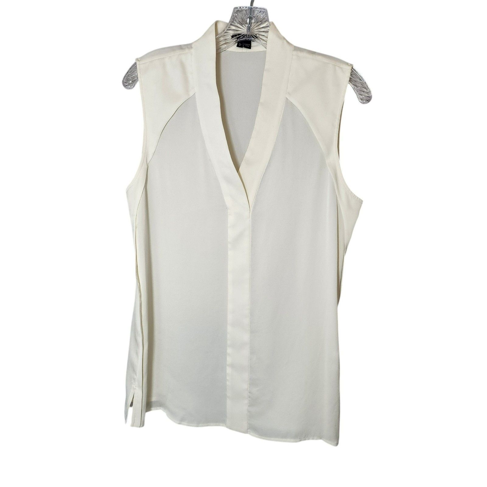 Theory Theory Top L Ivory Silk Sleeveless V-Neck NWT $195 Designer Size L / US 10 / IT 46 - 1 Thumbnail