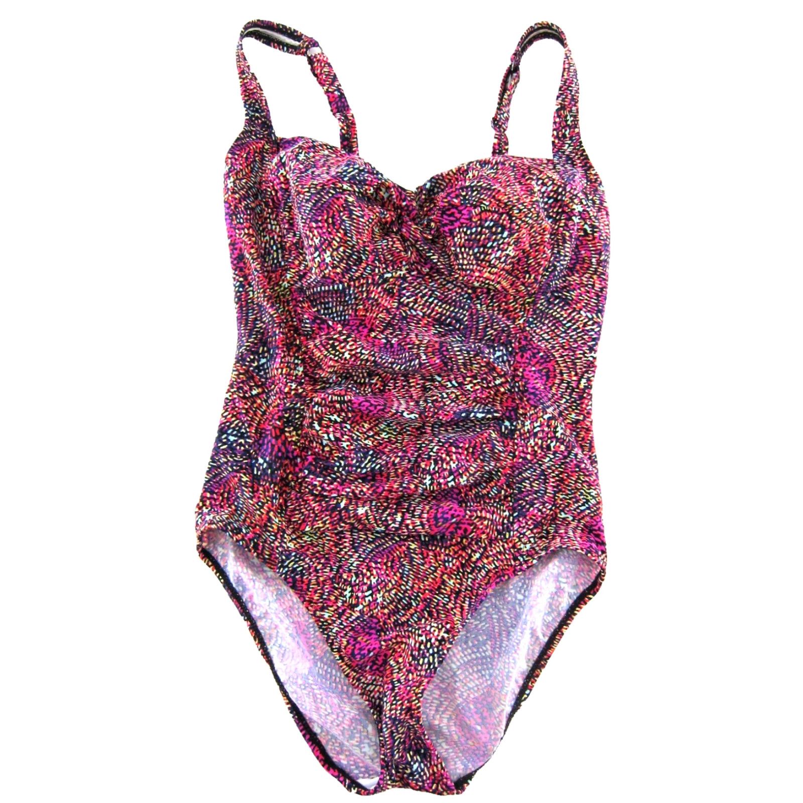 Vintage CHRISTINA Pink Blue Geometric Polka Dot One Piece Swimsuit Women 8D Size ONE SIZE - 2 Thumbnail