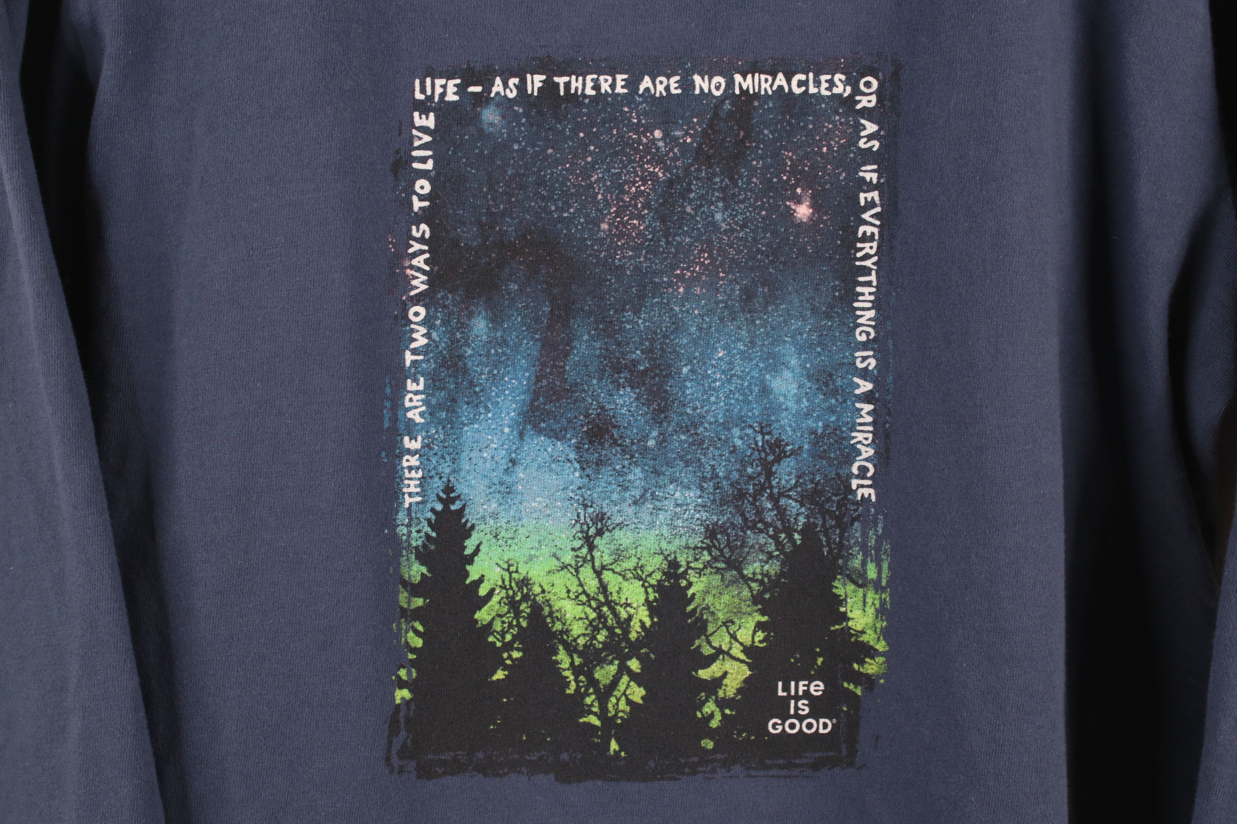 Life is Good × Vintage Life Is Good Spell Out Nature Tree Aurora Borealis T-Shirt Size L / US 10 / IT 46 - 4 Thumbnail