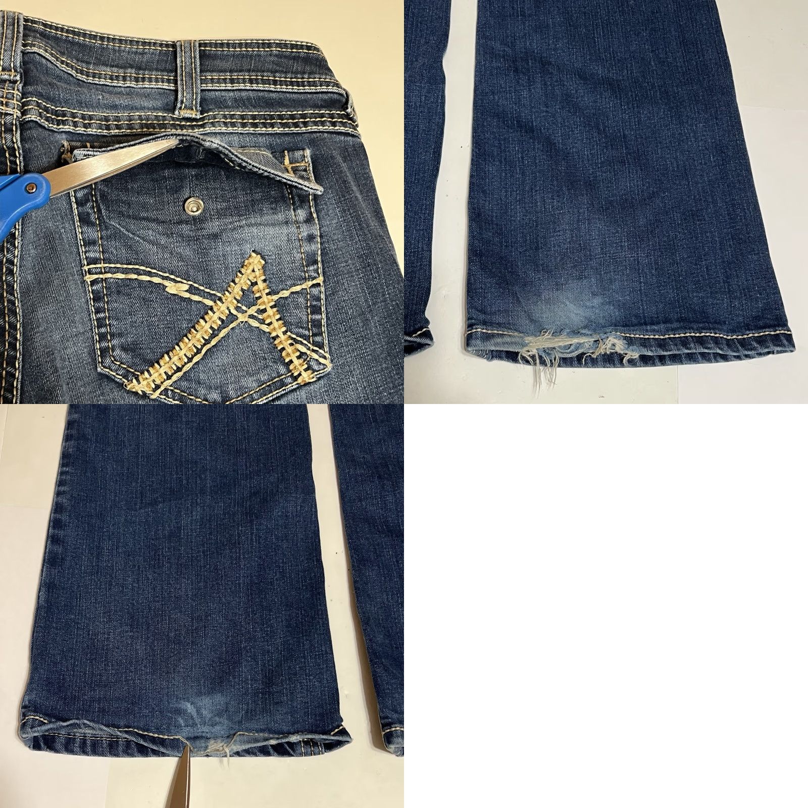 Ariat Ariat Jeans Bootcut Womens Distressed Blue Denim 36x32 32R 36in Waist Inseam Regular Cowboy Southwestern Logo Button Size 25" / US 0 / IT 36 - 9 Thumbnail
