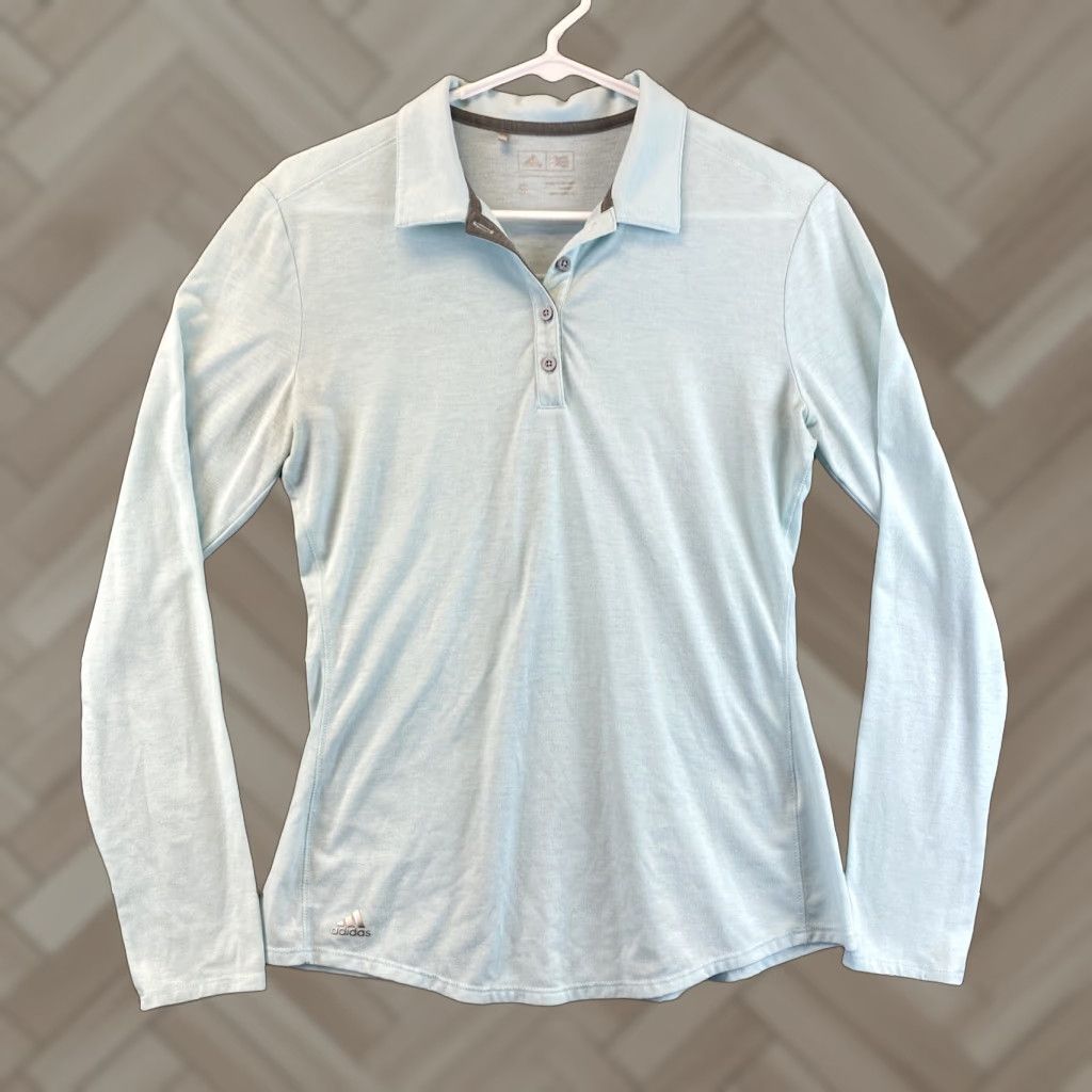 Adidas adidas Climalite Shirt Volleyball Women S Teal Long Sleeve V-Neck Pullover Activewear 80-59 Womens Size S / US 4 / IT 40 - 1 Thumbnail