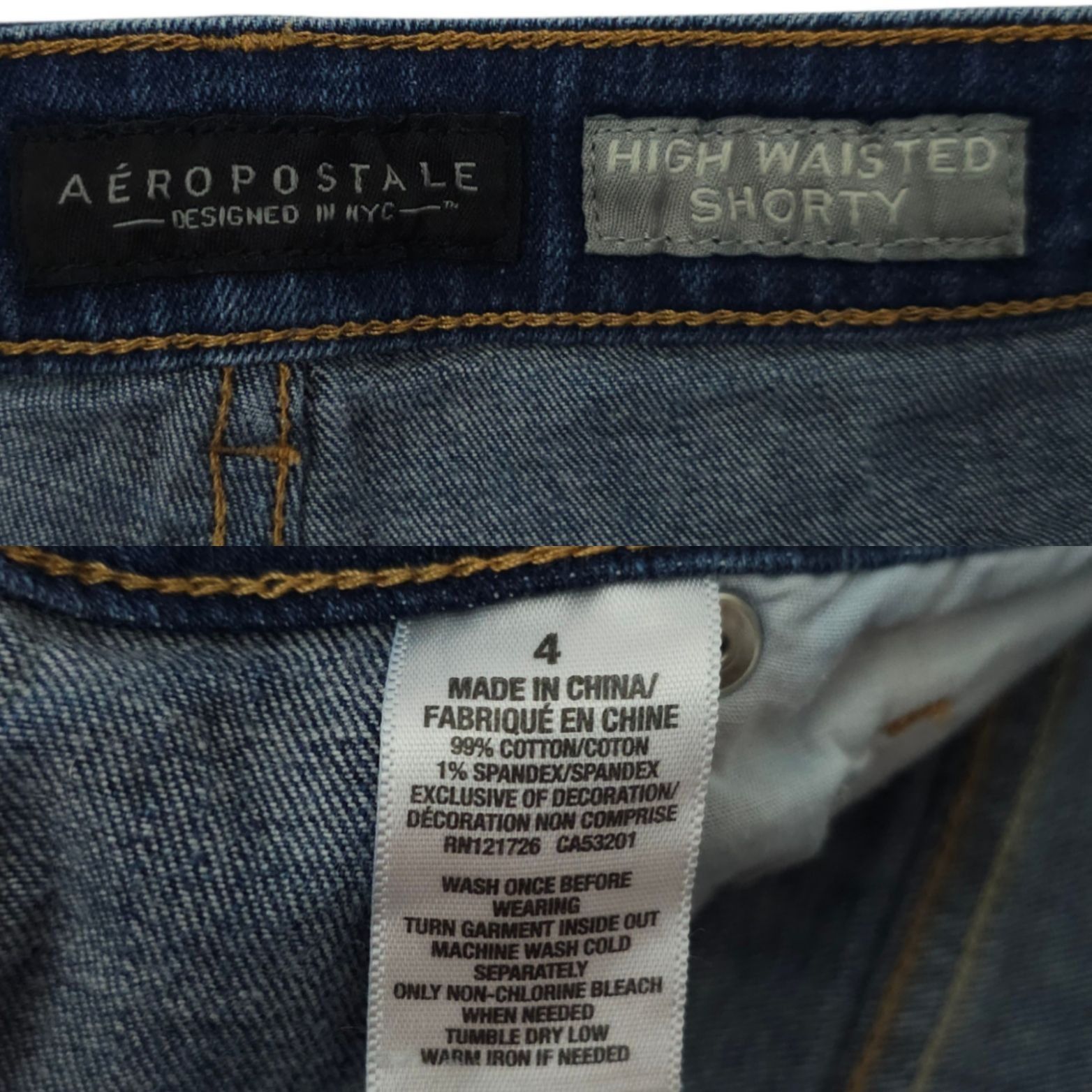 Aeropostale Aeropostale High Waisted Denim Shorts 4 Shorty Distressed Size 27" / US 4 / IT 40 - 8 Thumbnail