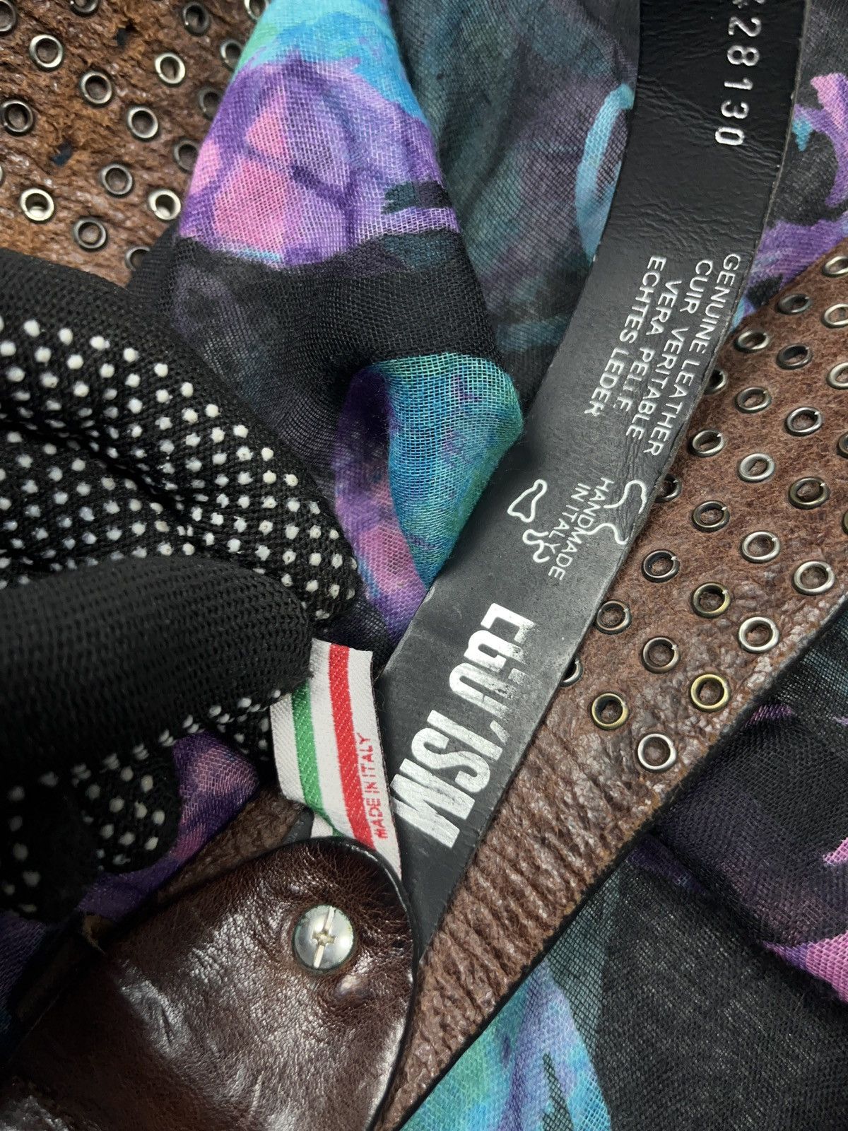 Japanese Brand Vintage Ego Ism Studded Leather Belt Handmade in Italy Size ONE SIZE - 4 Thumbnail