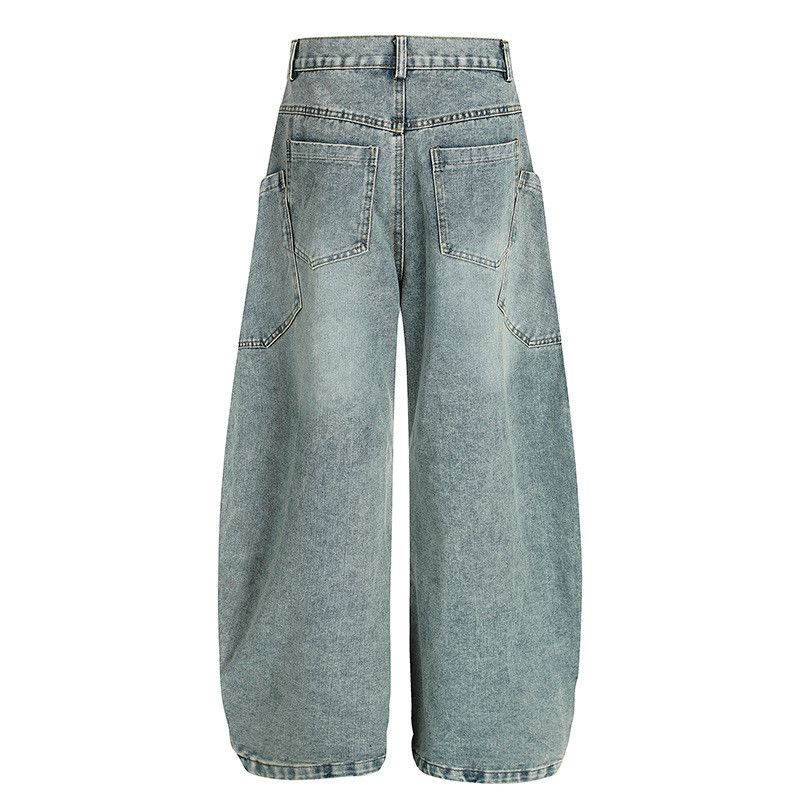 Vintage American retro washed straight curved work jeans for men Size US 32 / EU 48 - 2 Thumbnail