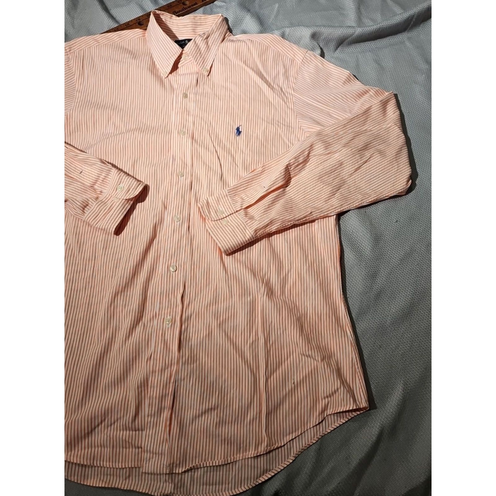 Ralph Lauren Ralph Lauren Shirt Mens 16.5 Orange Custom Fit Stripe Oxford Preppy Pony Size US XL / EU 56 / 4 - 4 Thumbnail