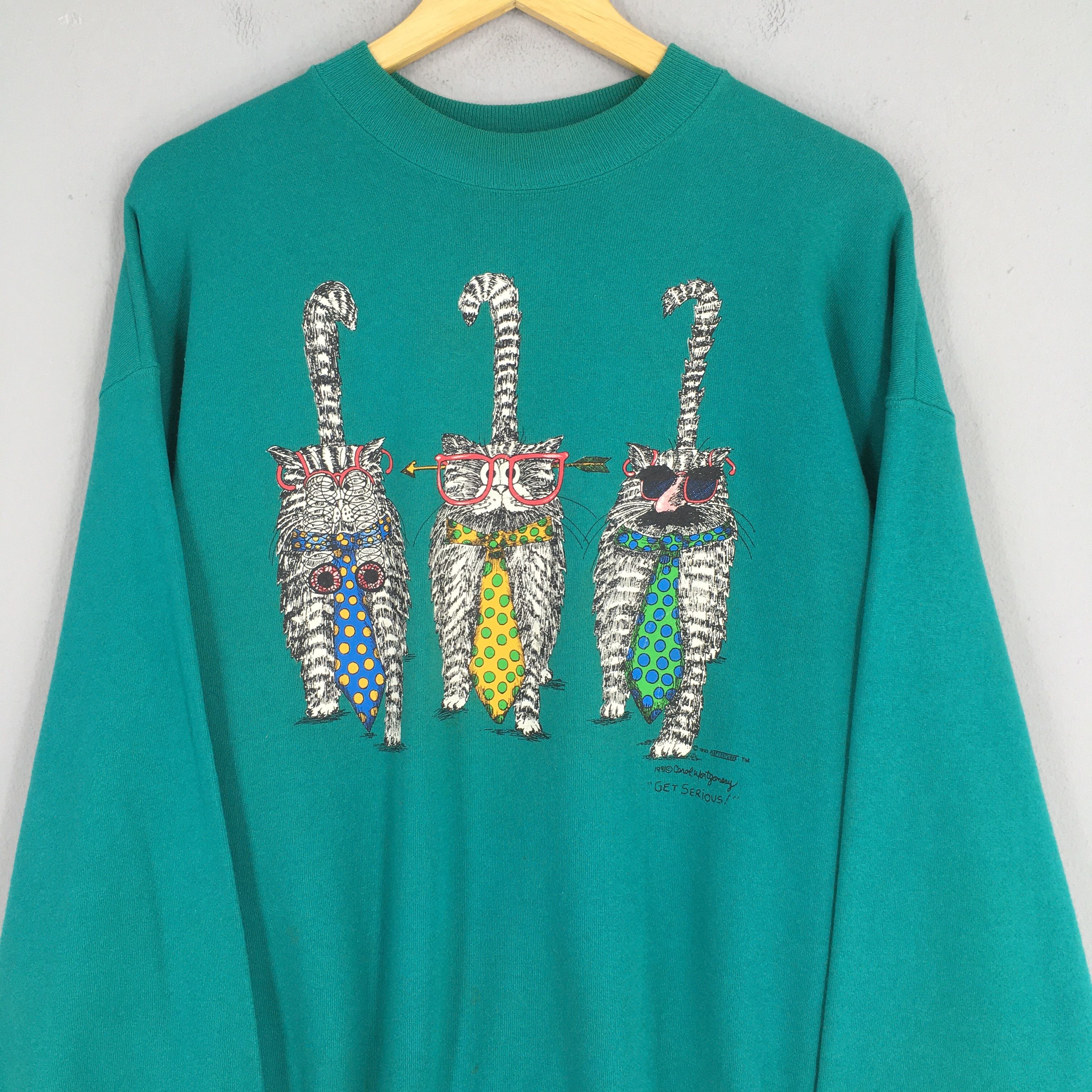 Habitat Vintage 90s Carol Montgomery Get Serious Sweatshirt XLarge Size US XL / EU 56 / 4 - 2 Thumbnail