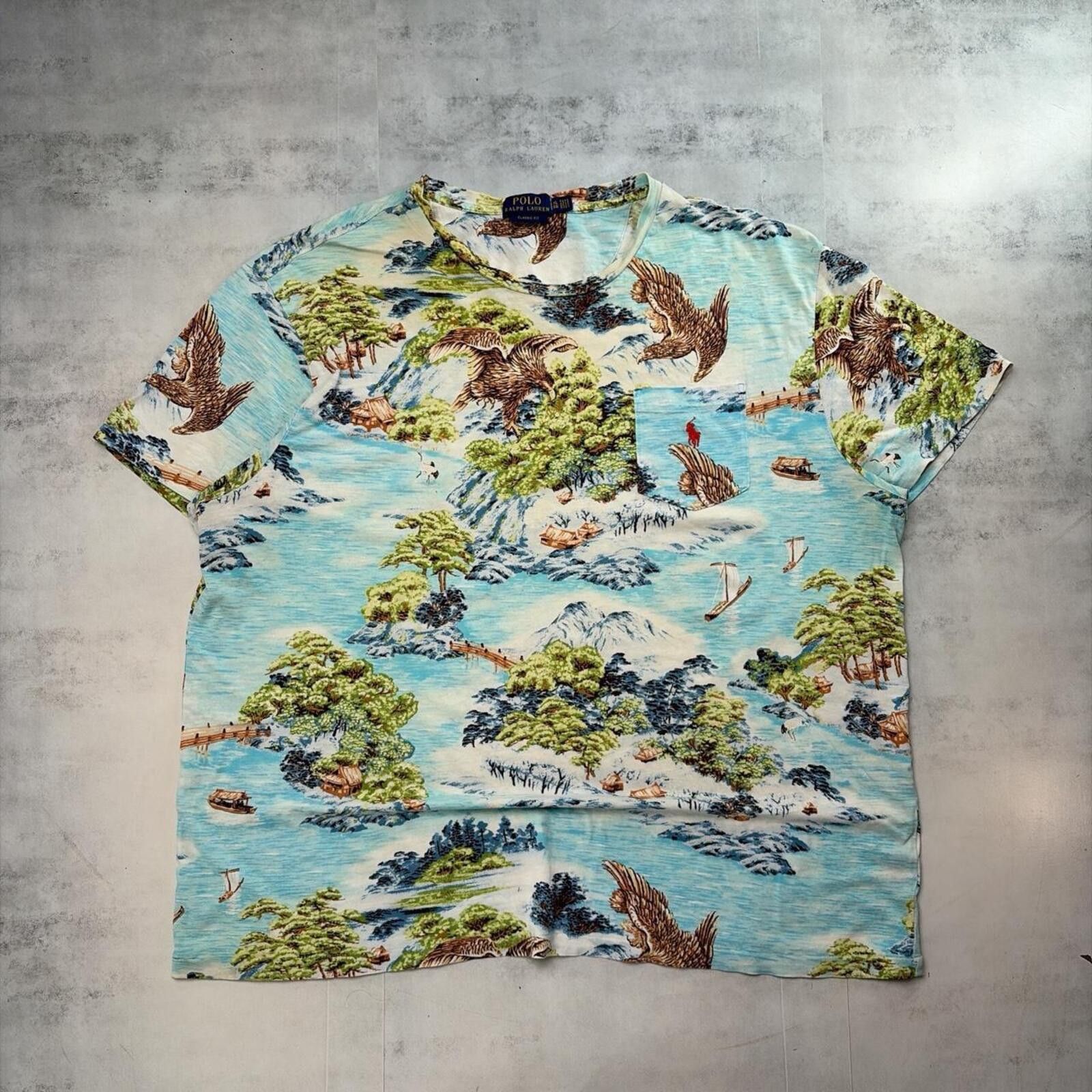 Polo Ralph Lauren Y2K Polo Ralph Lauren Japanese Seascape Pocket T-Shirt Size US XL / EU 56 / 4 - 1 Thumbnail