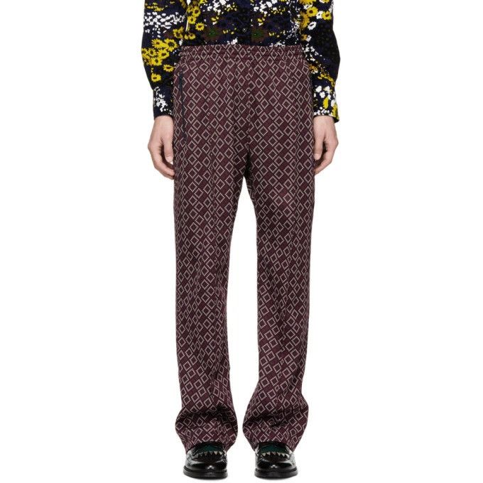 Needles Needles Burgundy Jacquard Block Track Pants Size US 30 / EU 46 - 1 Thumbnail