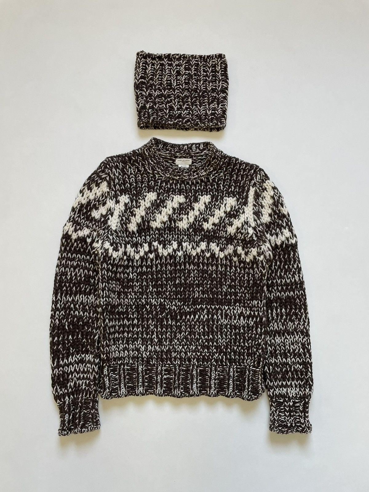 Dries Van Noten Early 2000s Brown/Cream Patterned Sweater Size US M / EU 48-50 / 2 - 15 Thumbnail