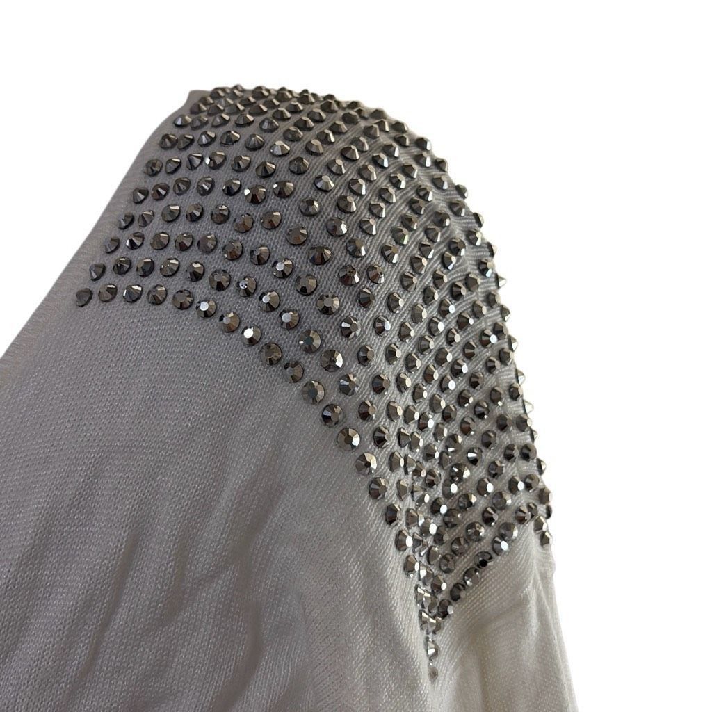 Express Express Womens Small White Rhinestone Embellished Shoulders Size S / US 4 / IT 40 - 4 Thumbnail