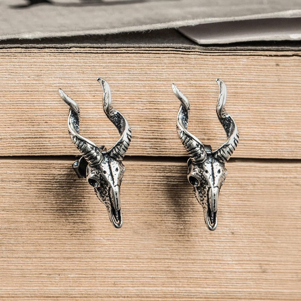 Jewelry Goat Demon New Design 925 Earrings One Pairs Chrome Jewelry Size ONE SIZE - 6 Thumbnail