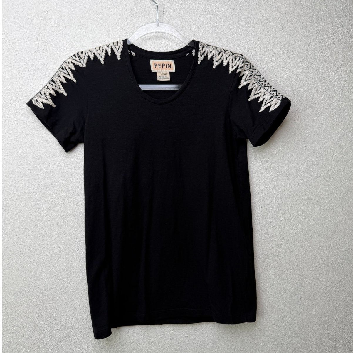 Other Pepin Black Short Sleeve Shirt with Embroidered Shoulders Size XS / US 0-2 / IT 36-38 - 9 Thumbnail