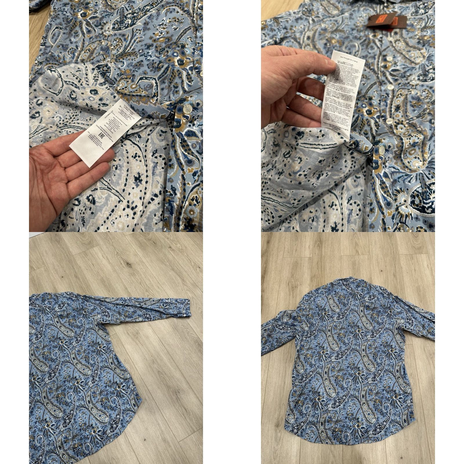 Etro NWT Etro Button-Down Dress Shirt Size 46 Blue/Multi Paisley Print Mens Shirt 46 Blue Paisley ETRO Dress Shirt Size 46R - 8 Thumbnail