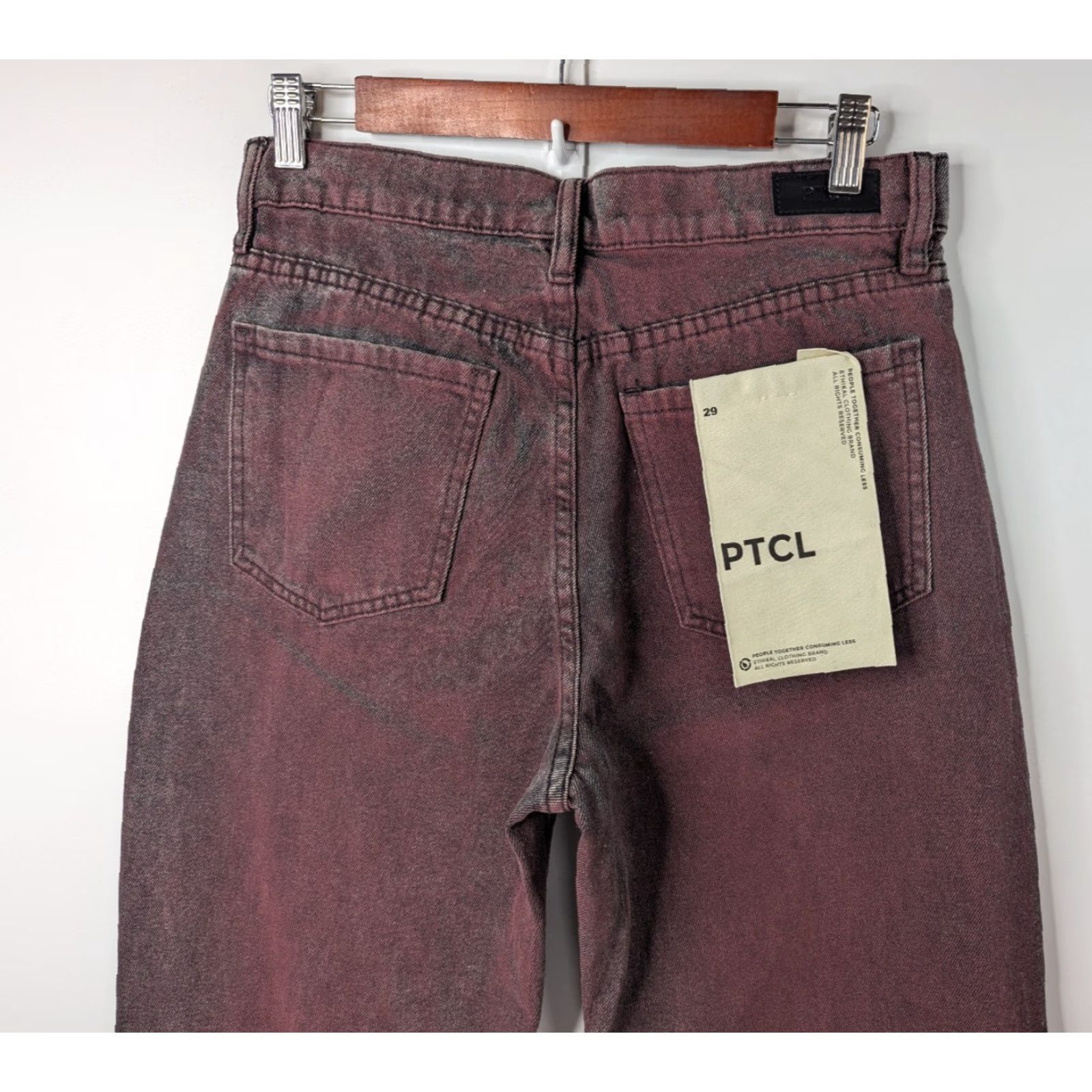 Vintage PTCL Jeans Red Brand PTCL Coated Denim 29 Skater Streetwear Y2K Overdye Regular Women Jeans Size 29" - 6 Thumbnail