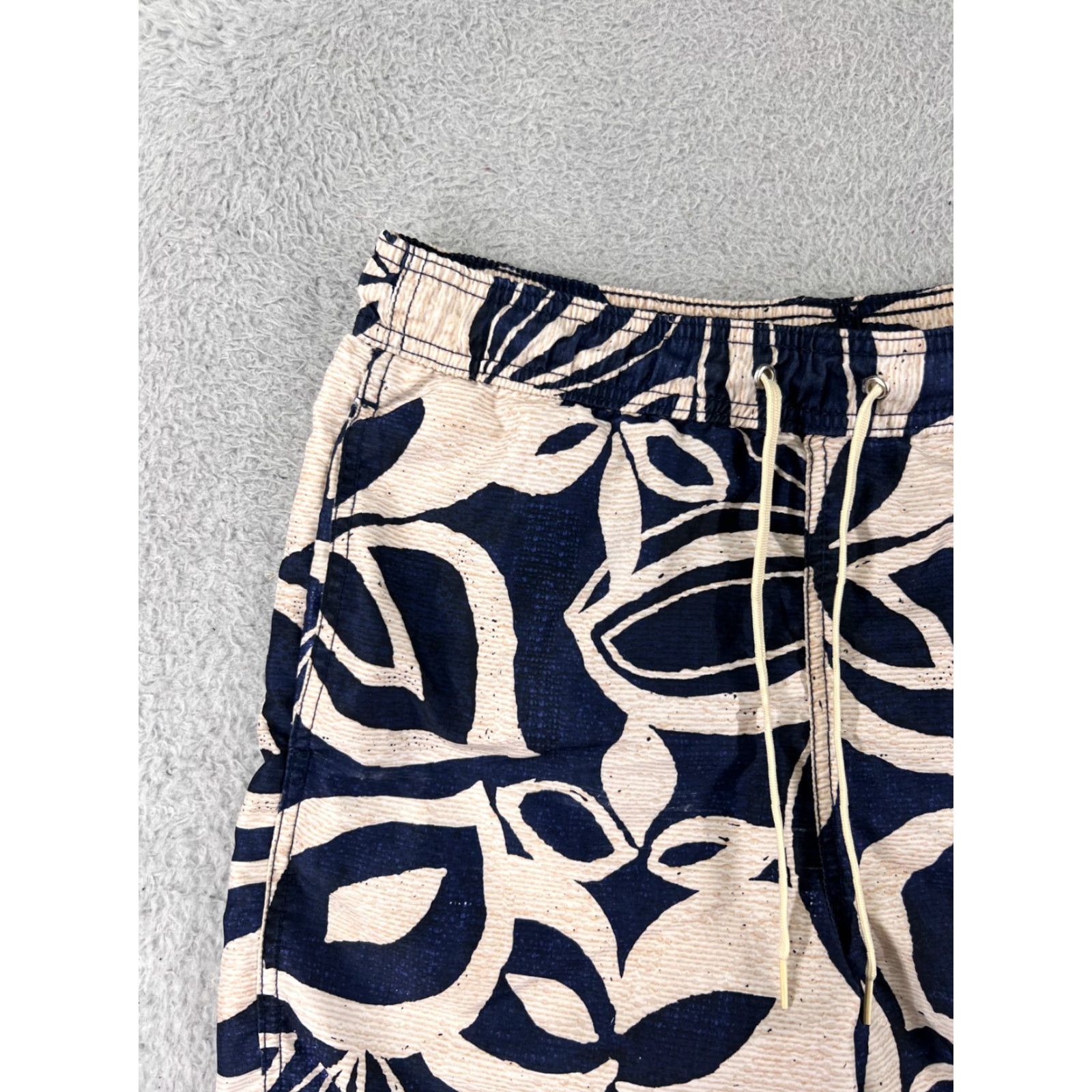 Merona Merona Trunks Mens Small Swim Blue Beige Floral Lined Polyester Beach Pool Surf Size US 29 - 4 Thumbnail