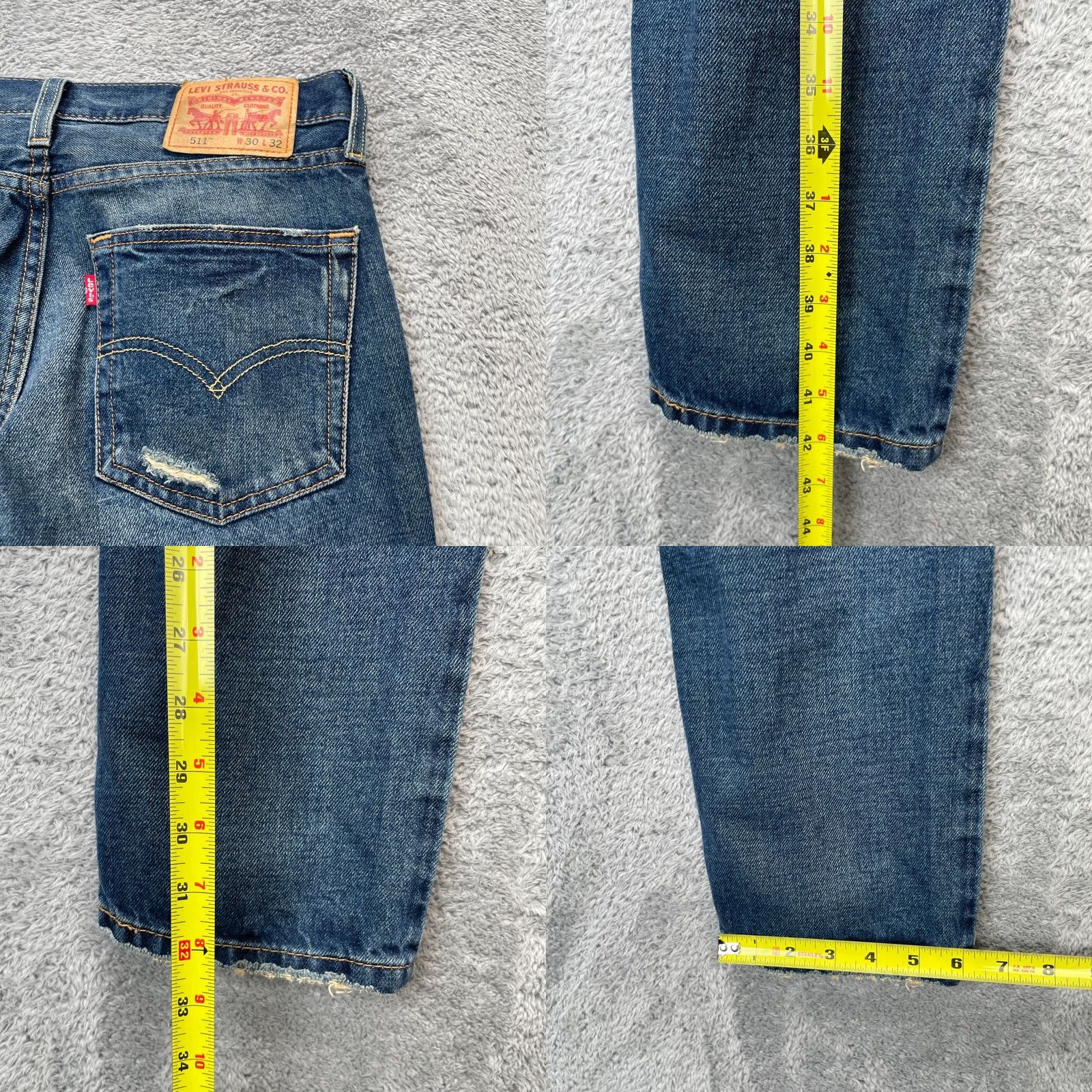 Levi's Levi's 511 Jeans Mens 30x32 Blue Slim Straight Denim Distressed 5-Pocket Cotton Button Zipper Logo Size US 30 / EU 46 - 8 Thumbnail