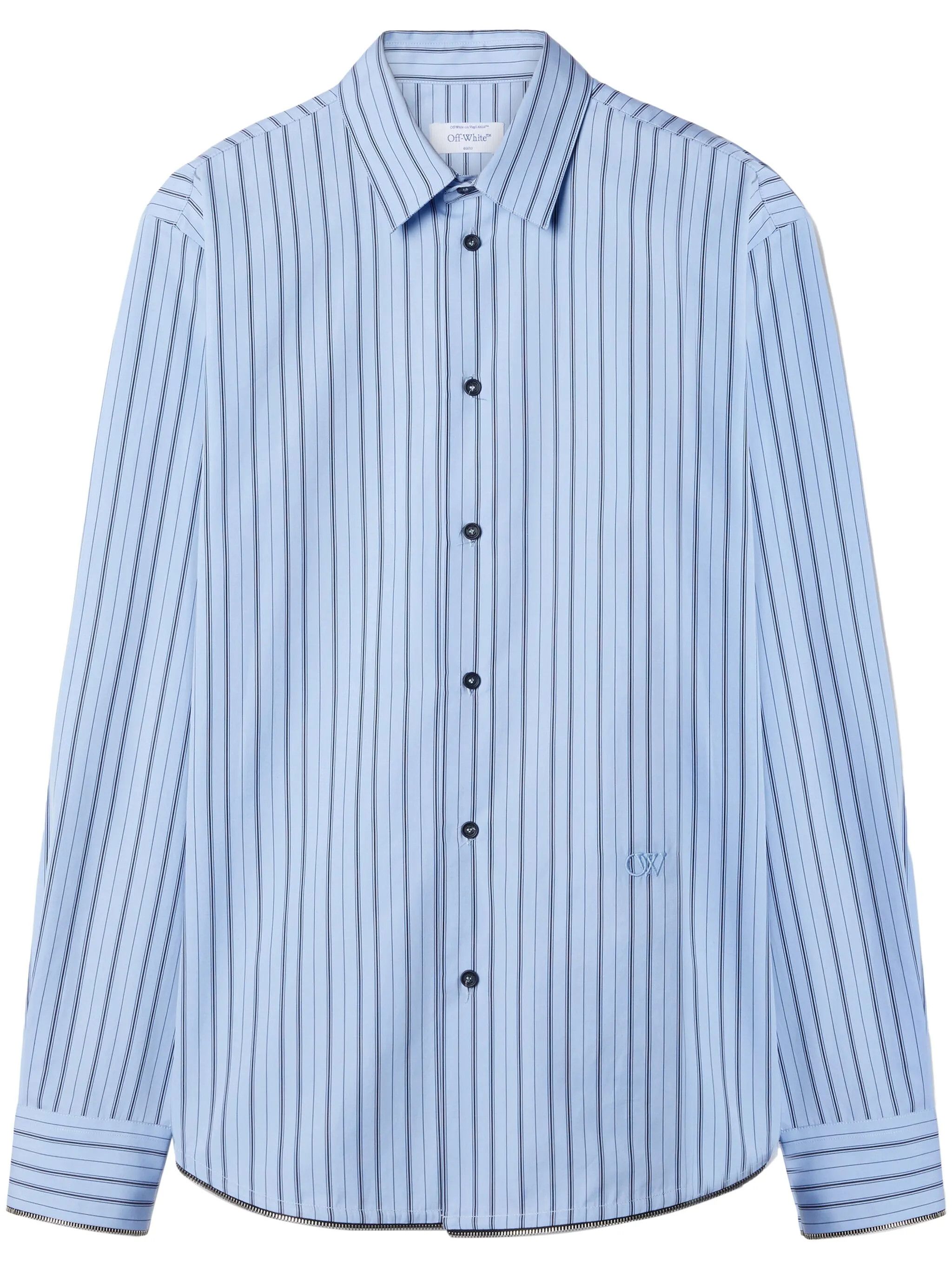Off-White o1y0325 Logo Striped Shirt in Blue Size US L / EU 52-54 / 3 - 1 Thumbnail