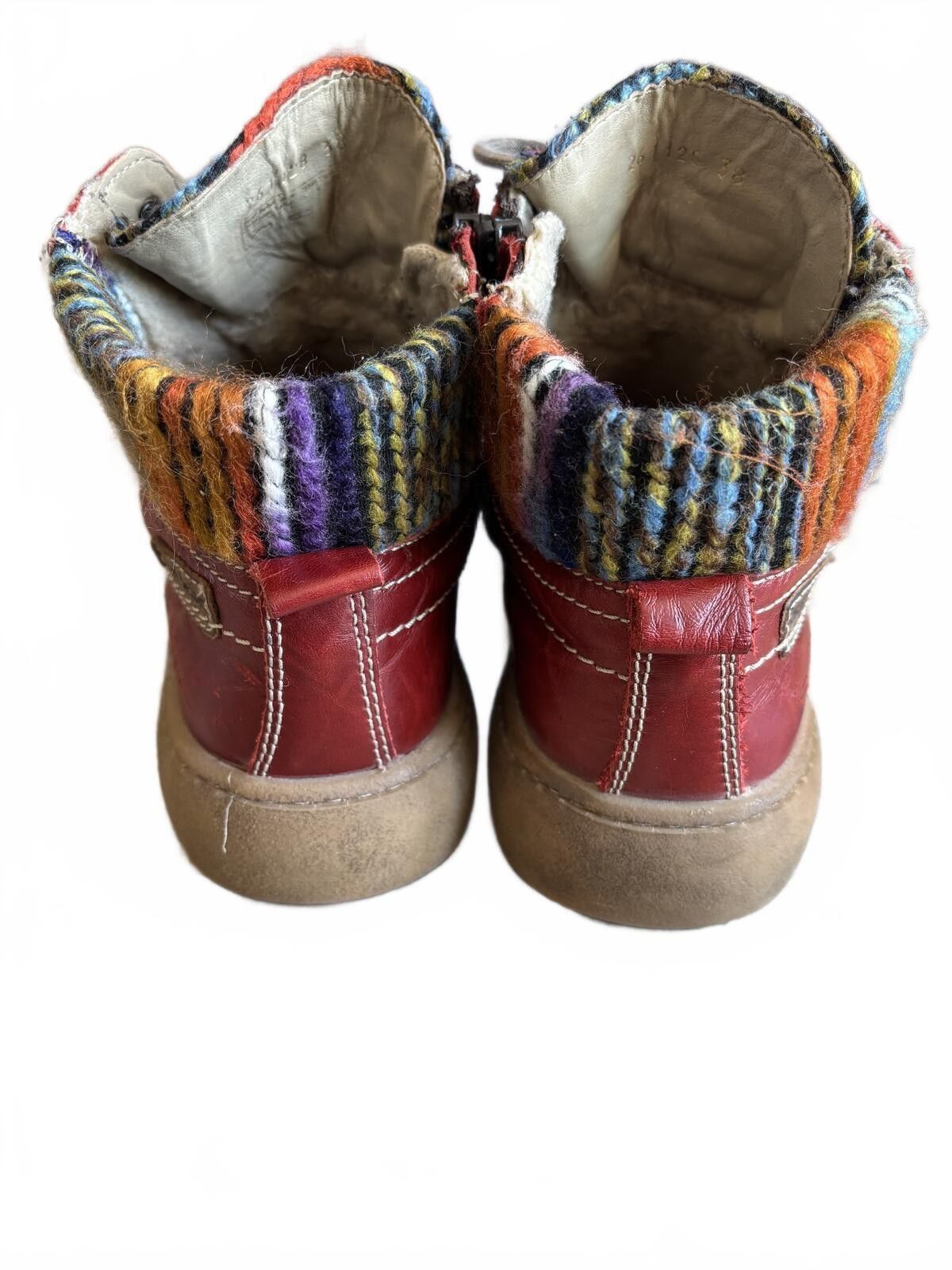 JOSEF SEIBAL Josef Seibel Maren 06 Red Leather Knit Ankle Boots Size 38 Size US 7.5 / IT 37.5 - 5 Thumbnail