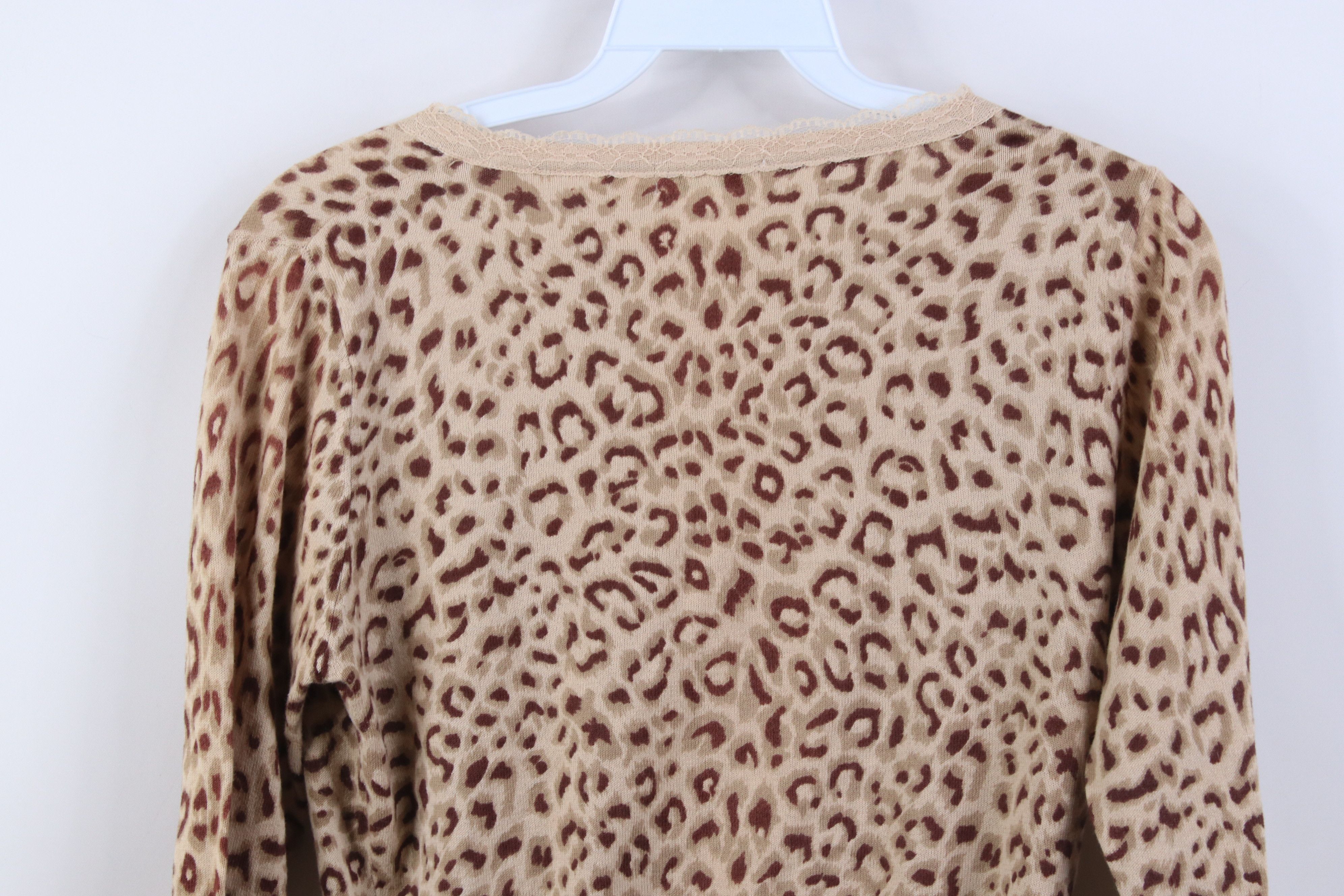 Vintage Vintage 90s Y2K Babydoll Lace Leopard Knit Cardigan Sweater Size S / US 4 / IT 40 - 9 Thumbnail
