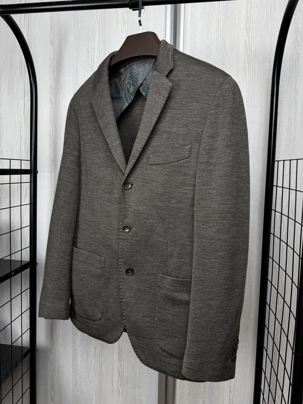 Altea Altea Robert Grey-Brown 3 button wool blend unlined blazer Size 42R - 5 Thumbnail
