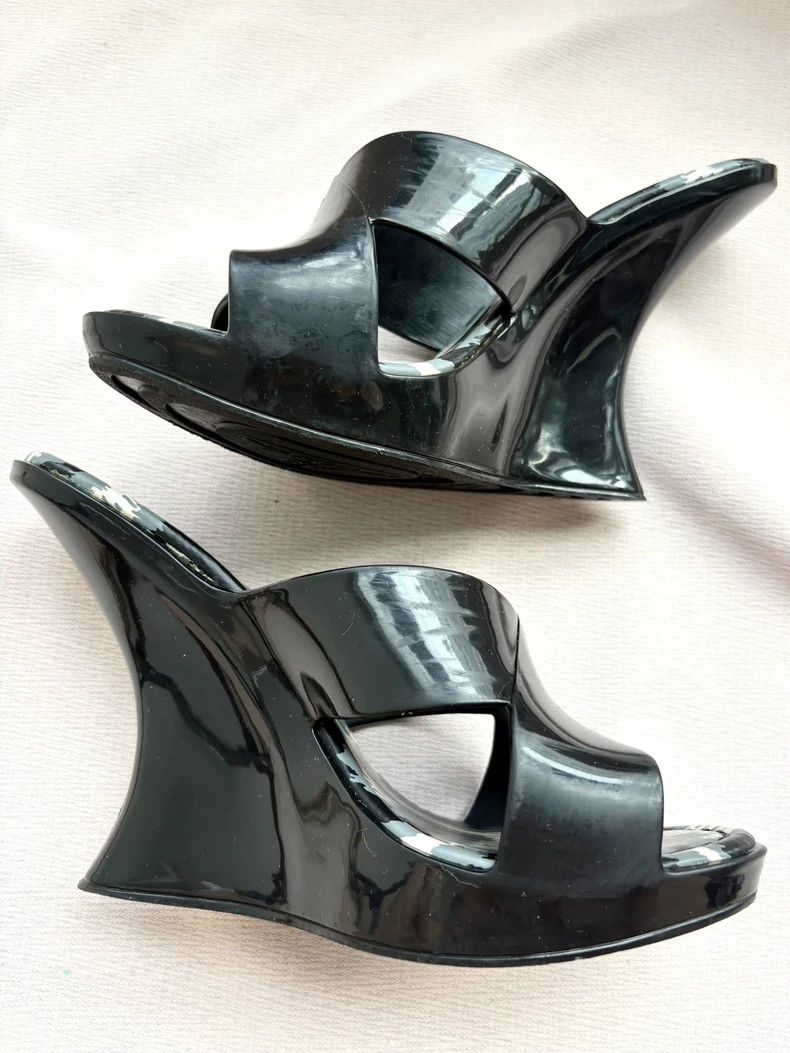Vivienne Westwood Vivienne Westwood Black Asymmetrical Wedge Heel High Heels Size US 6.5 / IT 36.5 - 4 Thumbnail
