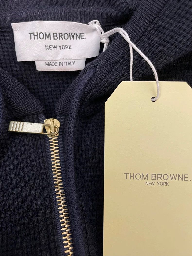 Thom Browne Thom browne Navy blue four-striped waffe zipper jacket 2504 Size US L / EU 52-54 / 3 - 5 Thumbnail