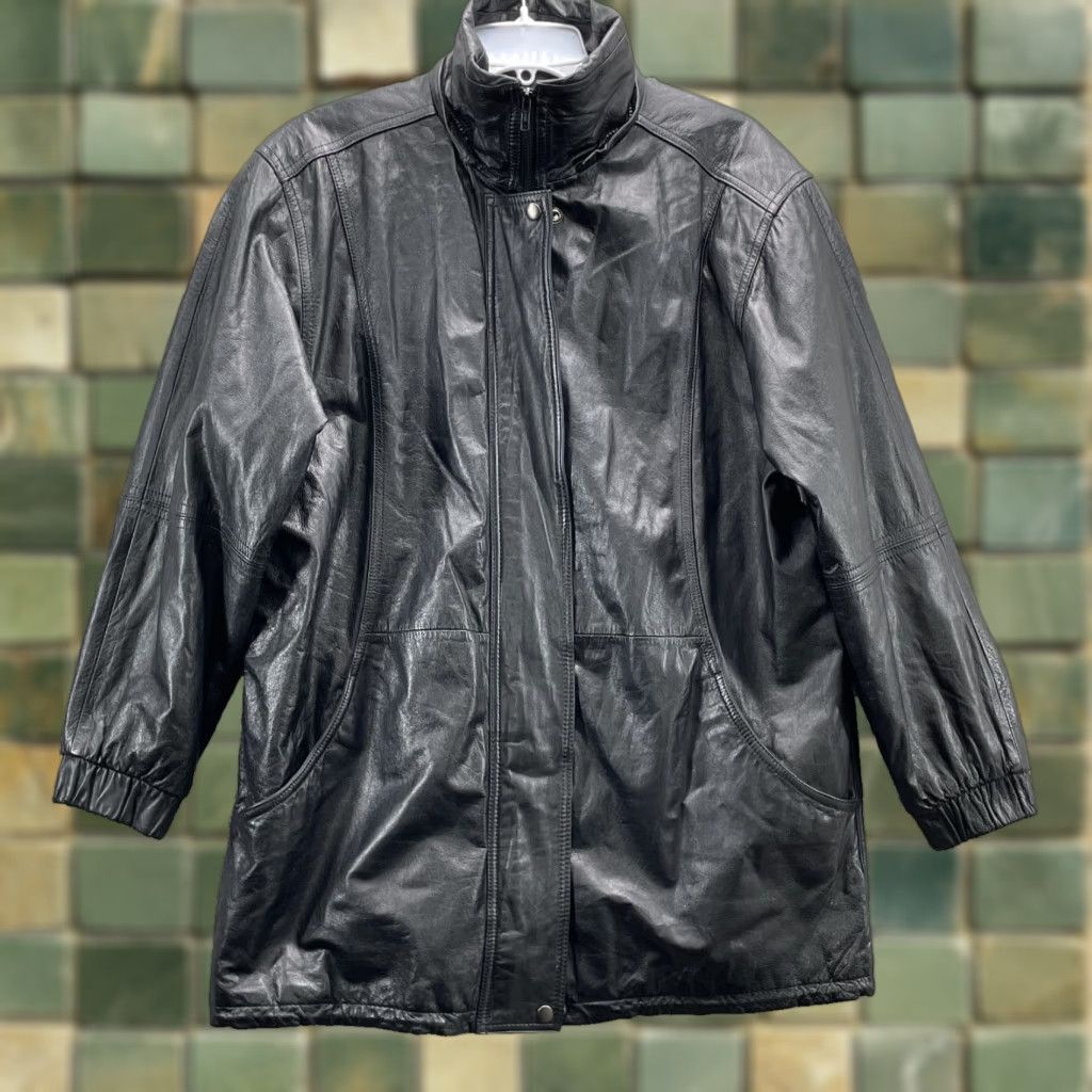 Vintage Jacqueline Ferrar 100% Leather Jacket Women L High Neck Insulated Avant-Garde Jacket Women L Black Quilted Zip Mid-Length Vintage Size L / US 10 / IT 46 - 1 Thumbnail