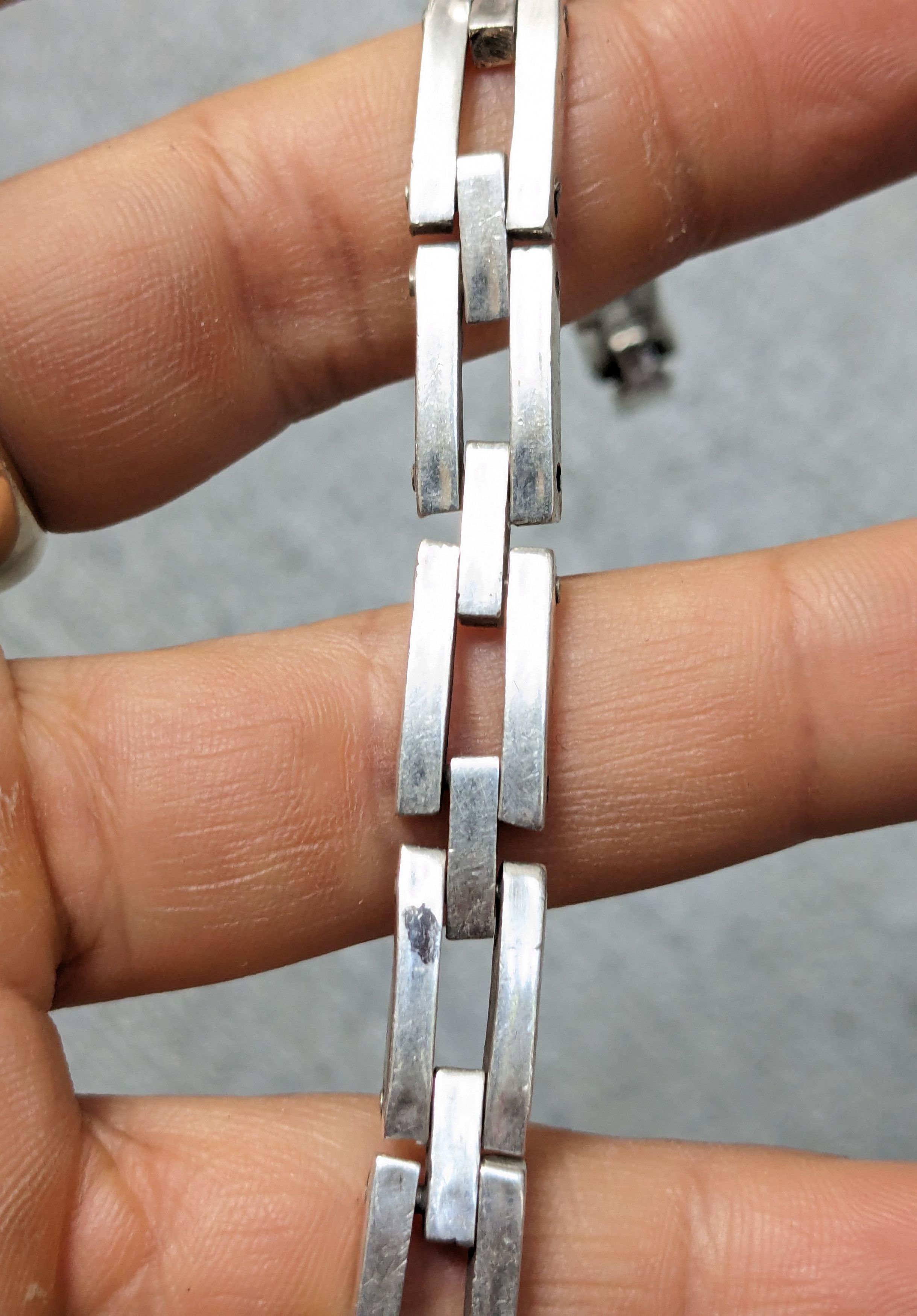 Jewelry Vintage Sterling Silver Bracelet Link Chain 8" Biker Punk Size ONE SIZE - 17 Thumbnail