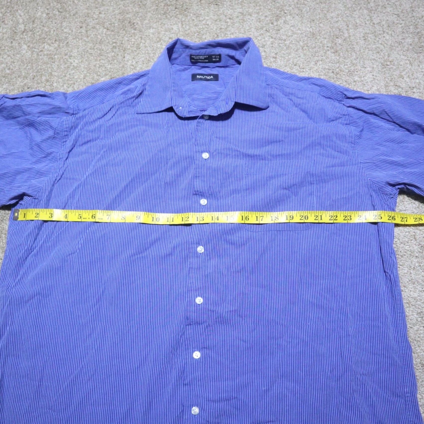 Nautica Nautica Shirt Mens Blue Striped Long Sleeve Button-Up 17.5 34/35 Size US XXL / EU 58 / 5 - 4 Thumbnail