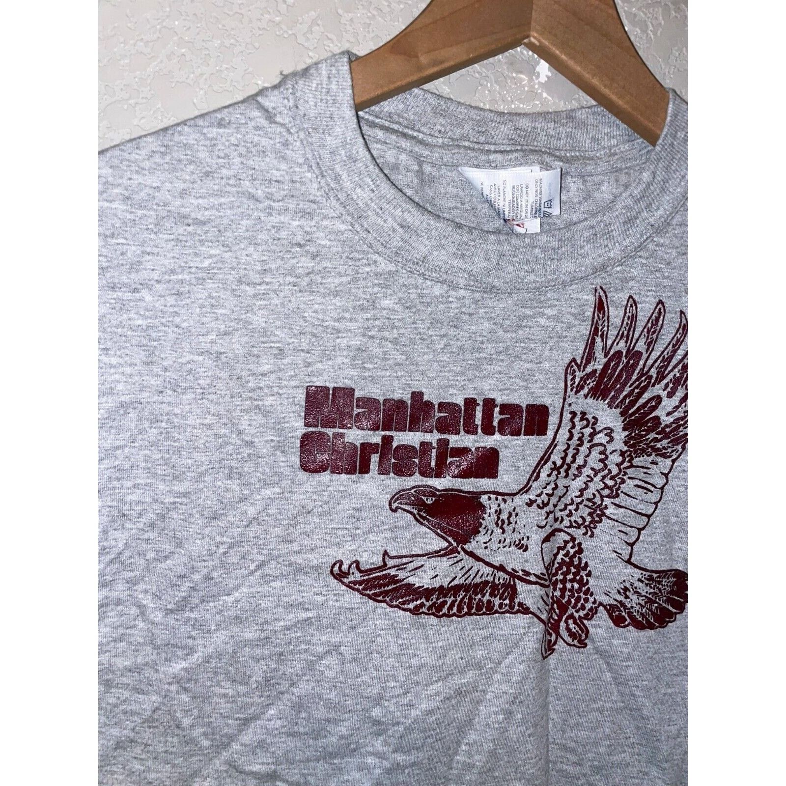 Jerzees Vintage Manhattan Christian Shirt Gray Bird 90s Tee VTG S Size US S / EU 44-46 / 1 - 3 Thumbnail