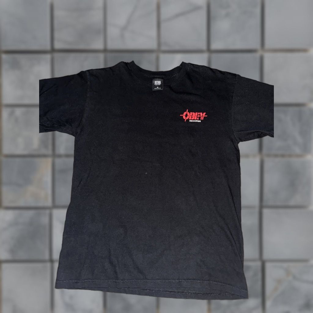 Obey OBEY Records T-Shirt Black Medium Mens Regular M 19x26 Size US M / EU 48-50 / 2 - 1 Thumbnail