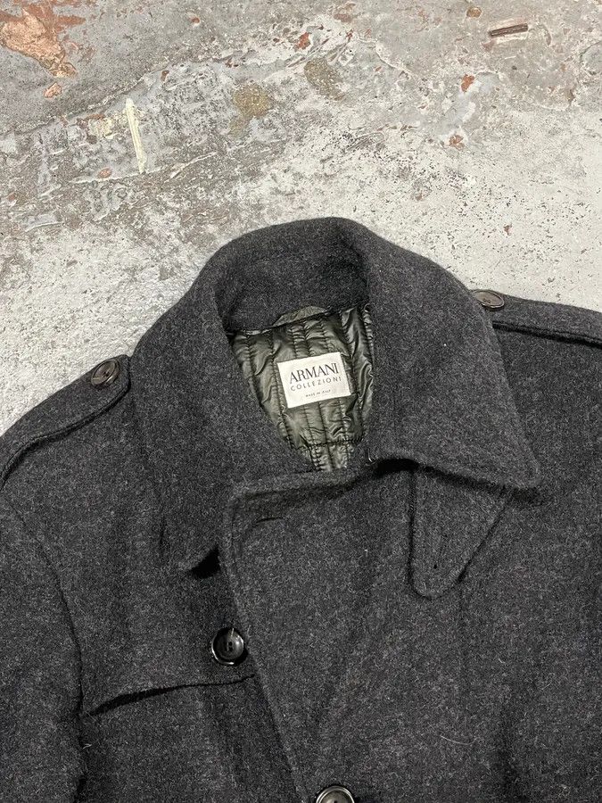 Armani Collezioni 2000s Armani Dark Grey Wool Asymmetrical Lined Coat Size US M / EU 48-50 / 2 - 4 Thumbnail