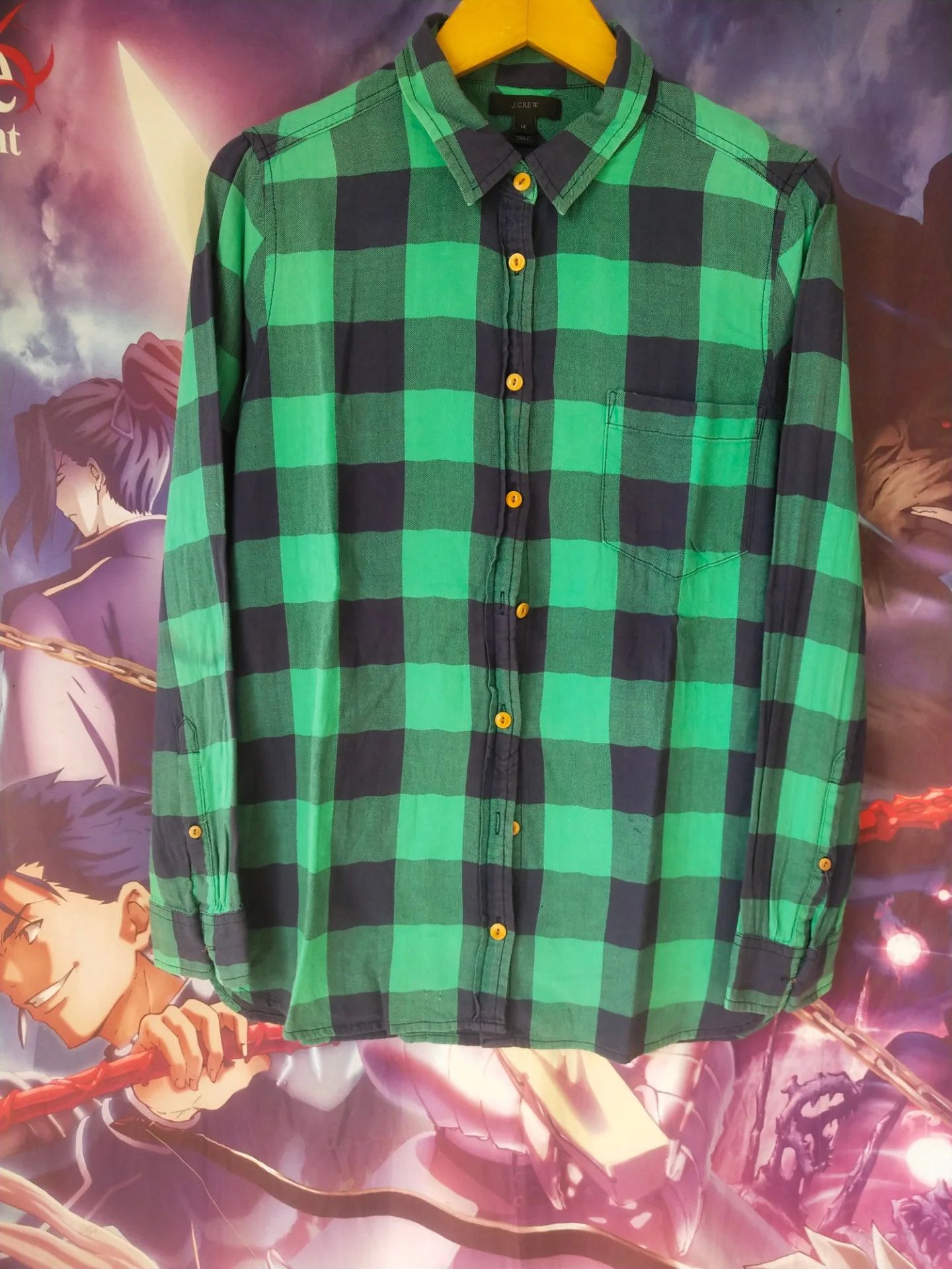 J.Crew J.Crew Green Plaid Flanel Shirt Size US M / EU 48-50 / 2 - 1 Thumbnail